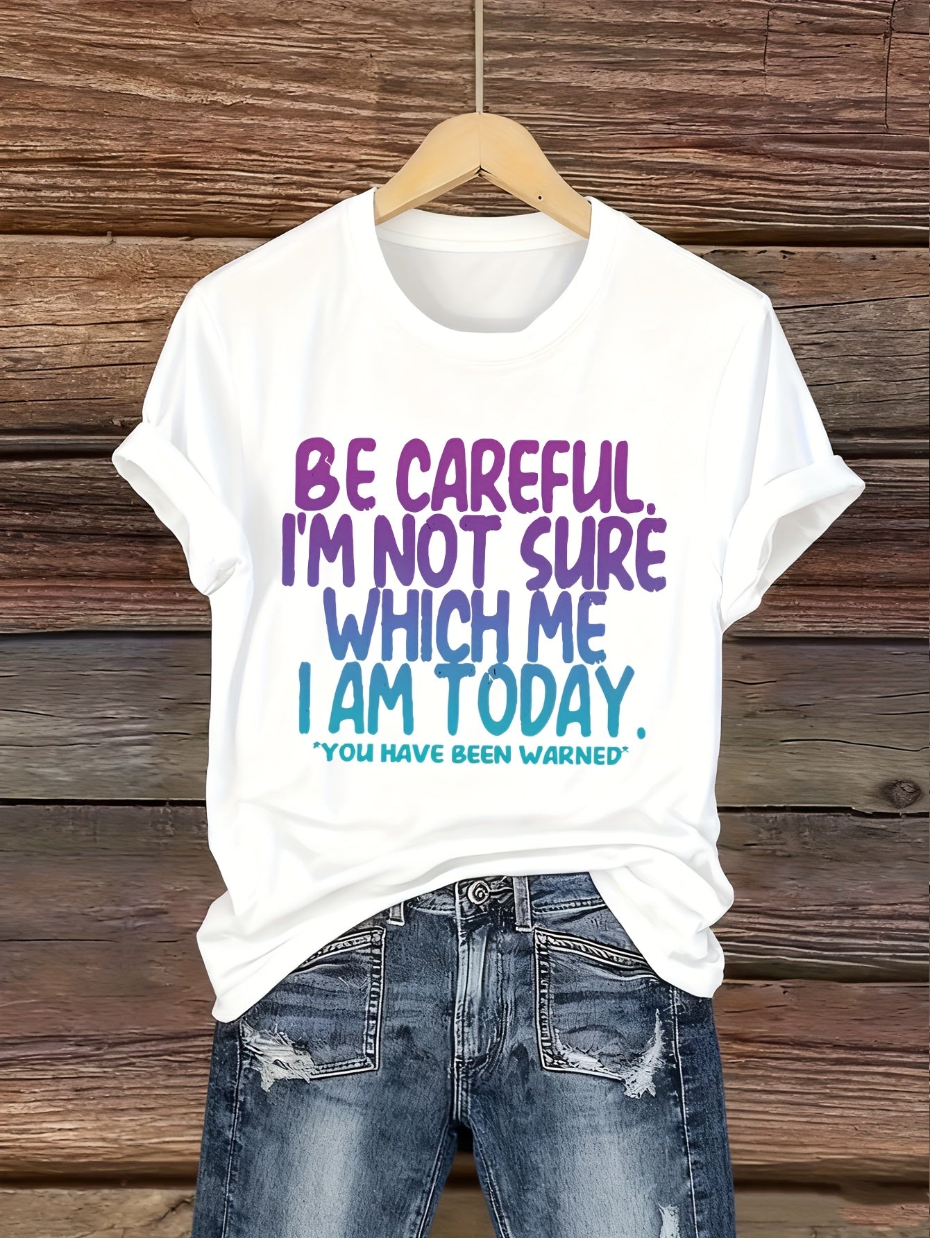 Women'S Funny "I'm Not Sure Which Me I Am Today" T-Shirt - Pink Crew Neck Tee with Lettering - Lightweight Everyday Casual Shirt for Women - Humorous Gift for, Ladies T Shirts, Comfortable Fit Shirt