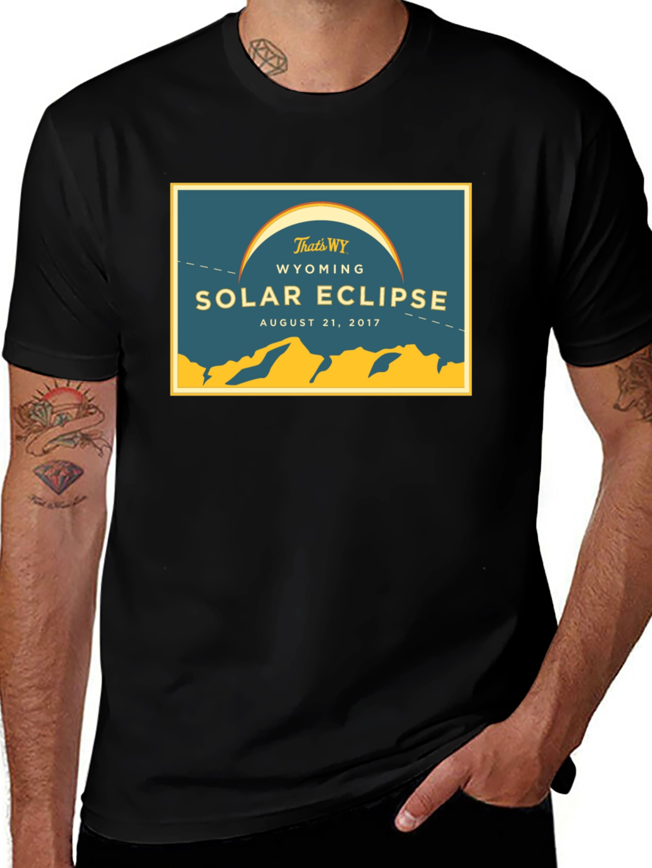 Wyoming Solar Eclipse August 21 2017 Black T-Shirt