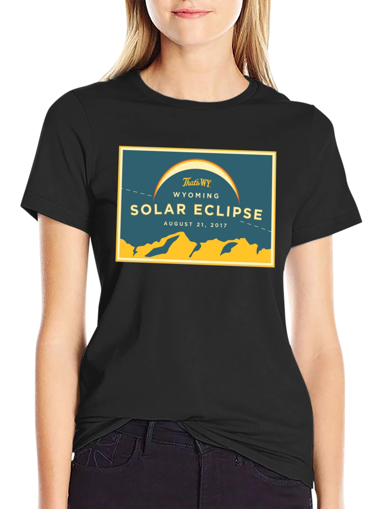 Wyoming Solar Eclipse August 21 2017 Black T-Shirt