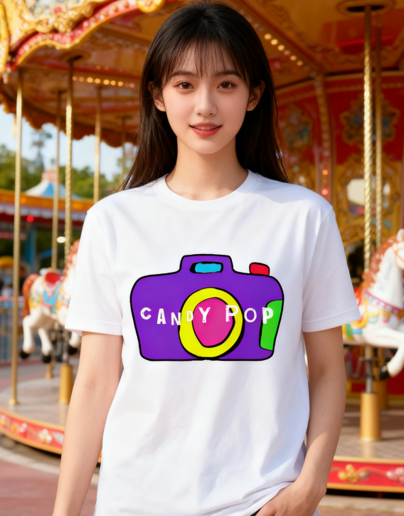 Vibrant Candy Pop Camera Tee