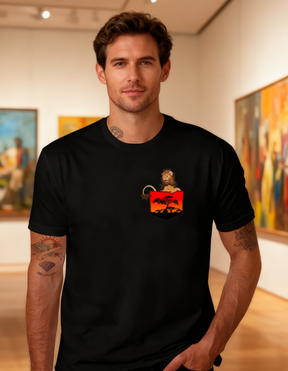 "Nocturnal Savanna" Lion Pocket Graphic Tee