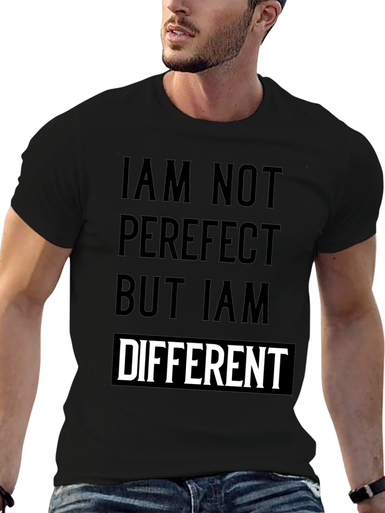 Unique Different Graphic Print Black T-Shirt