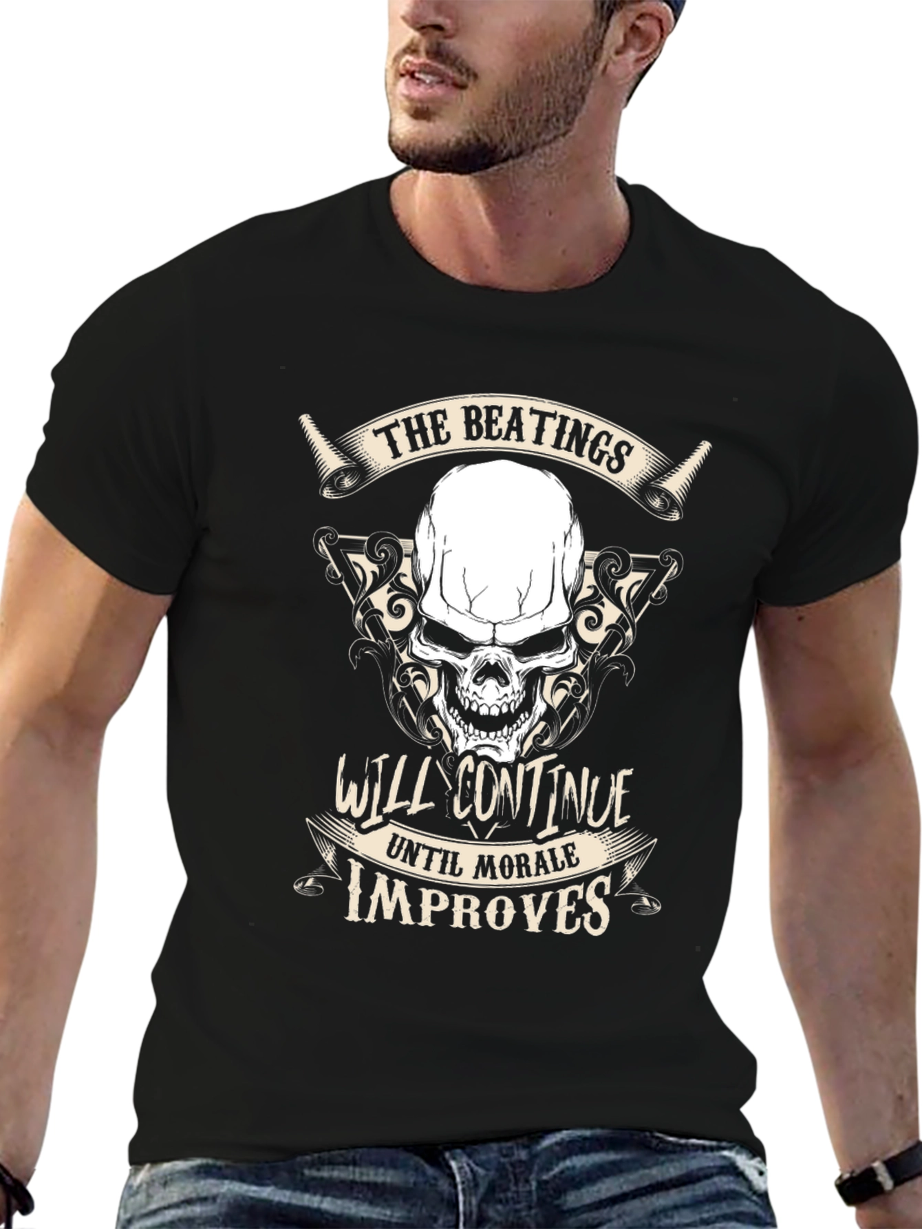The Beatings Will Continue Skull T-Shirt