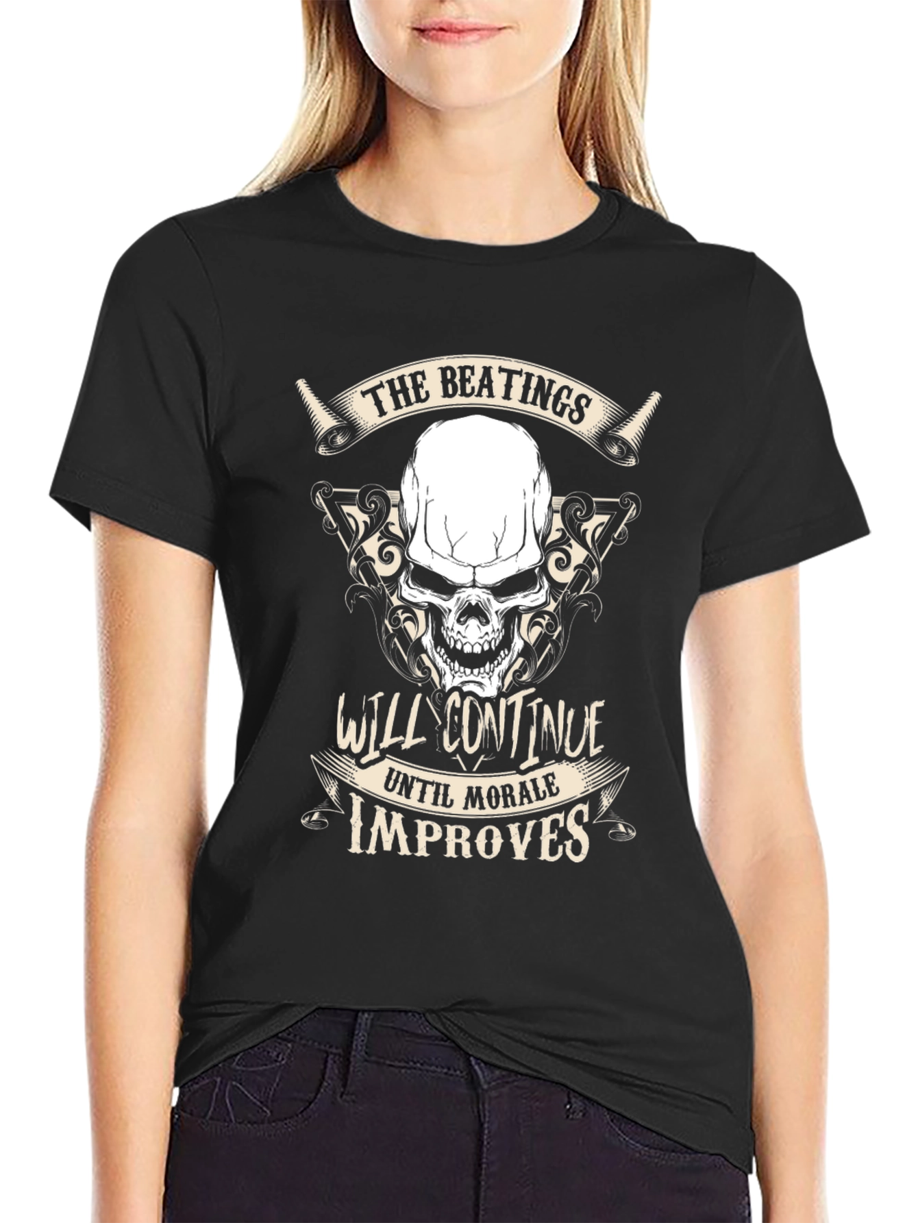 The Beatings Will Continue Skull T-Shirt
