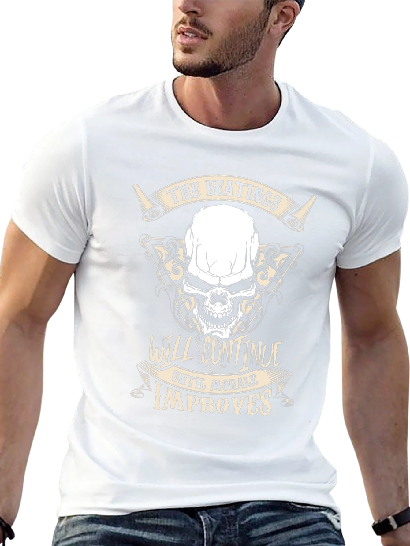 The Beatings Will Continue Skull T-Shirt
