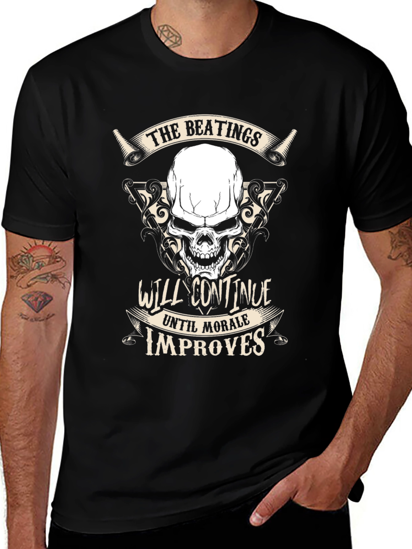 The Beatings Will Continue Skull T-Shirt