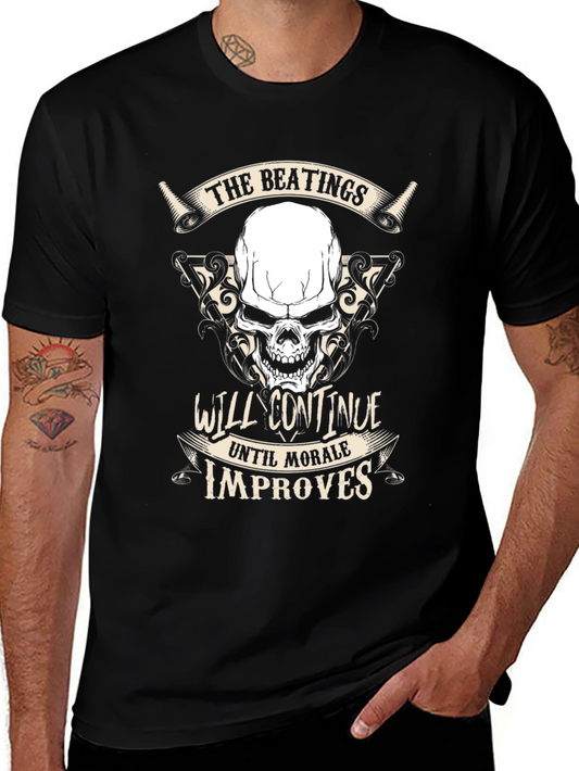 The Beatings Will Continue Skull T-Shirt