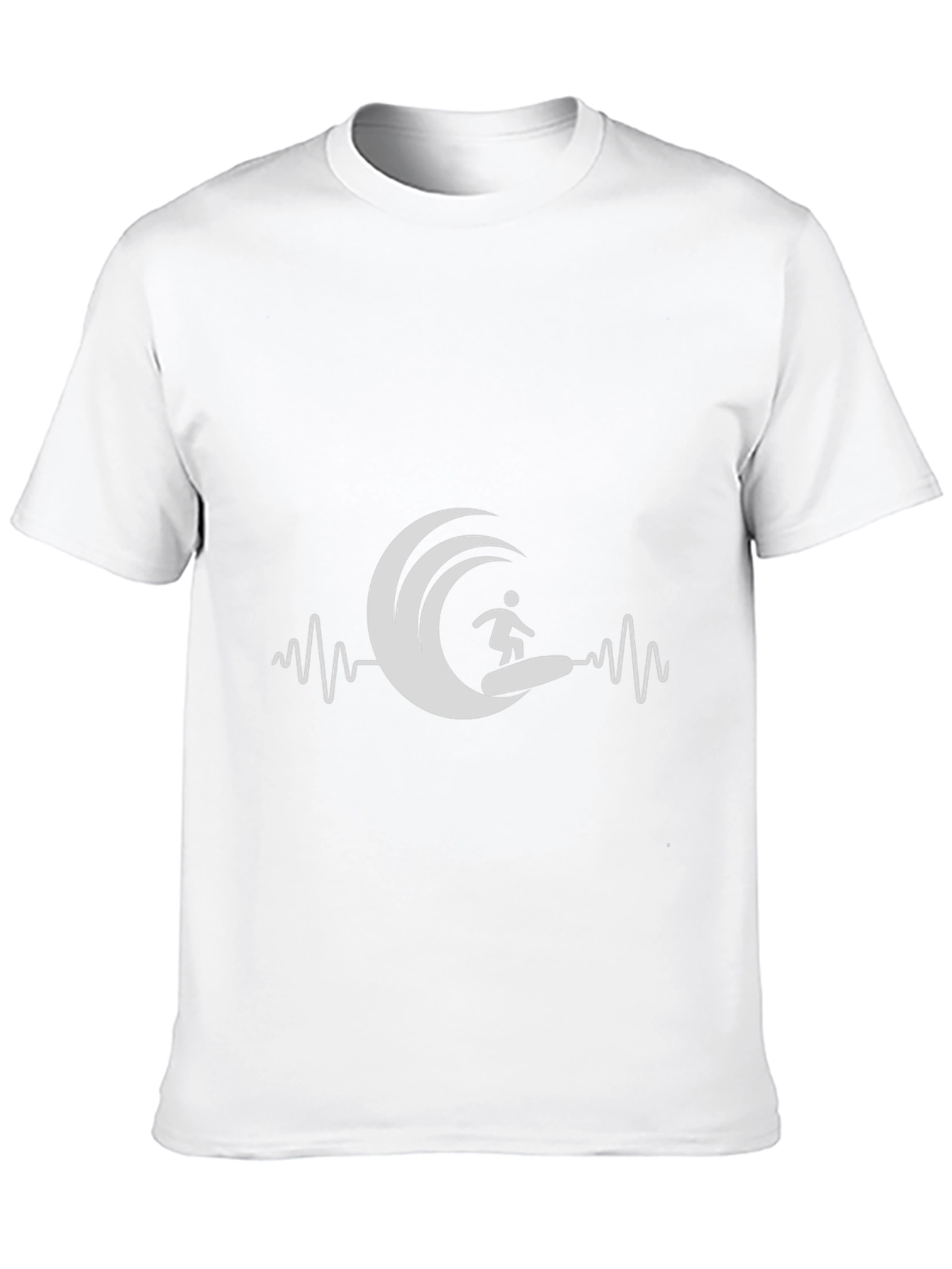 Surfer Wave Heartbeat T-Shirt - Black Graphic Tee
