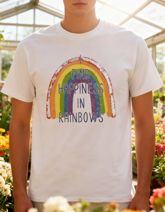 Vintage Rainbow Arch T-Shirt with Glitter Edge Design