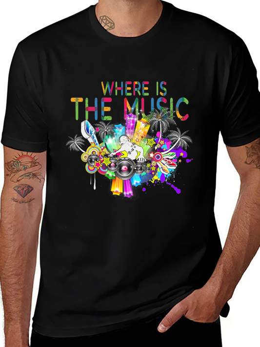 Where is the Music Tee - Colorful DJ Design T-Shirt