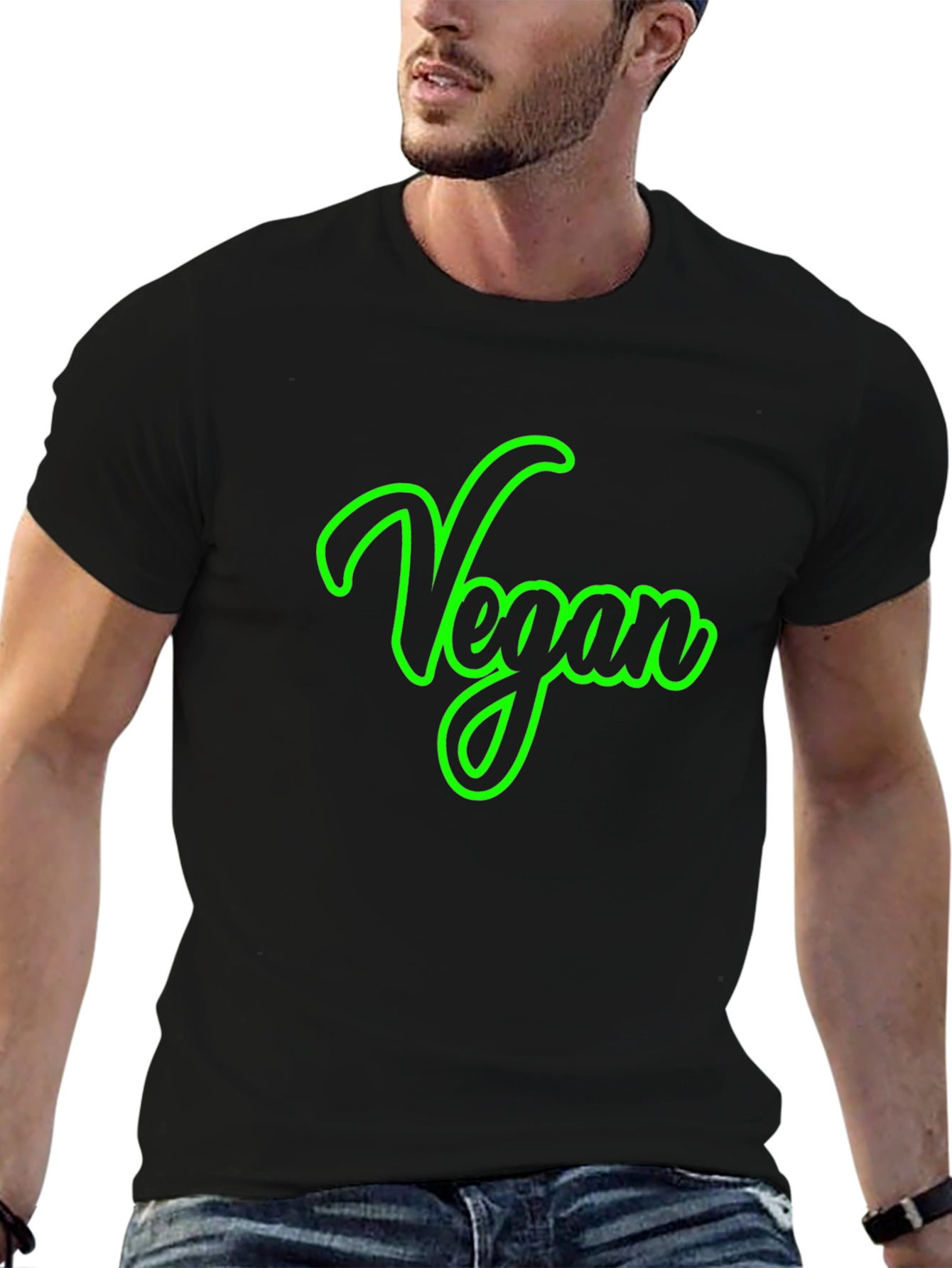 Vegan Script Graphic Tee -  Unisex Black T-Shirt