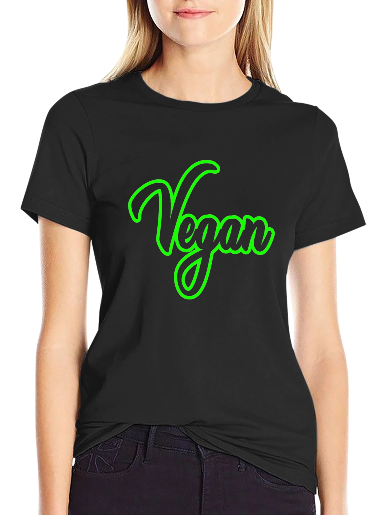 Vegan Script Graphic Tee -  Unisex Black T-Shirt