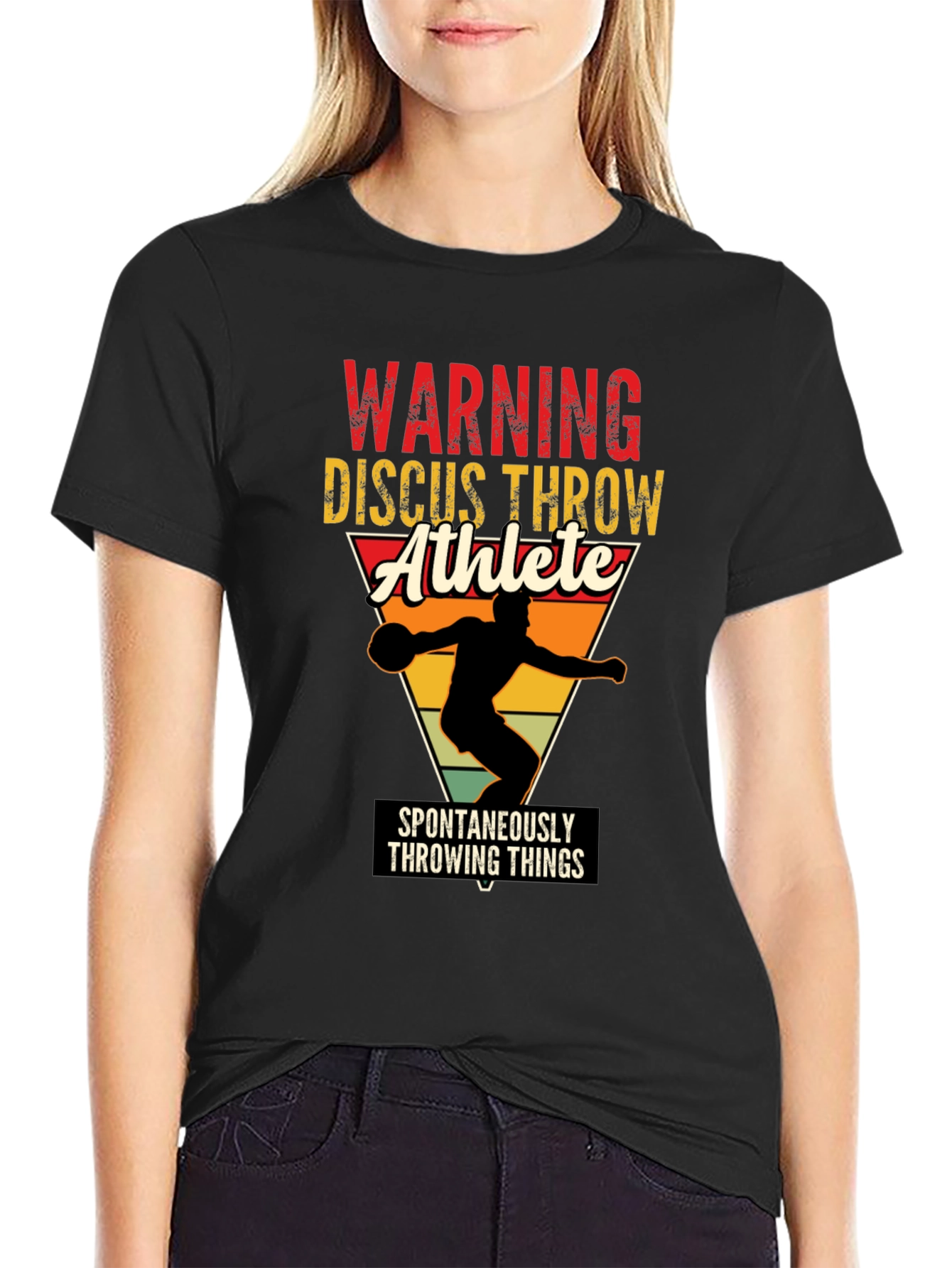 Warning Discus Throw Athlete T-Shirt