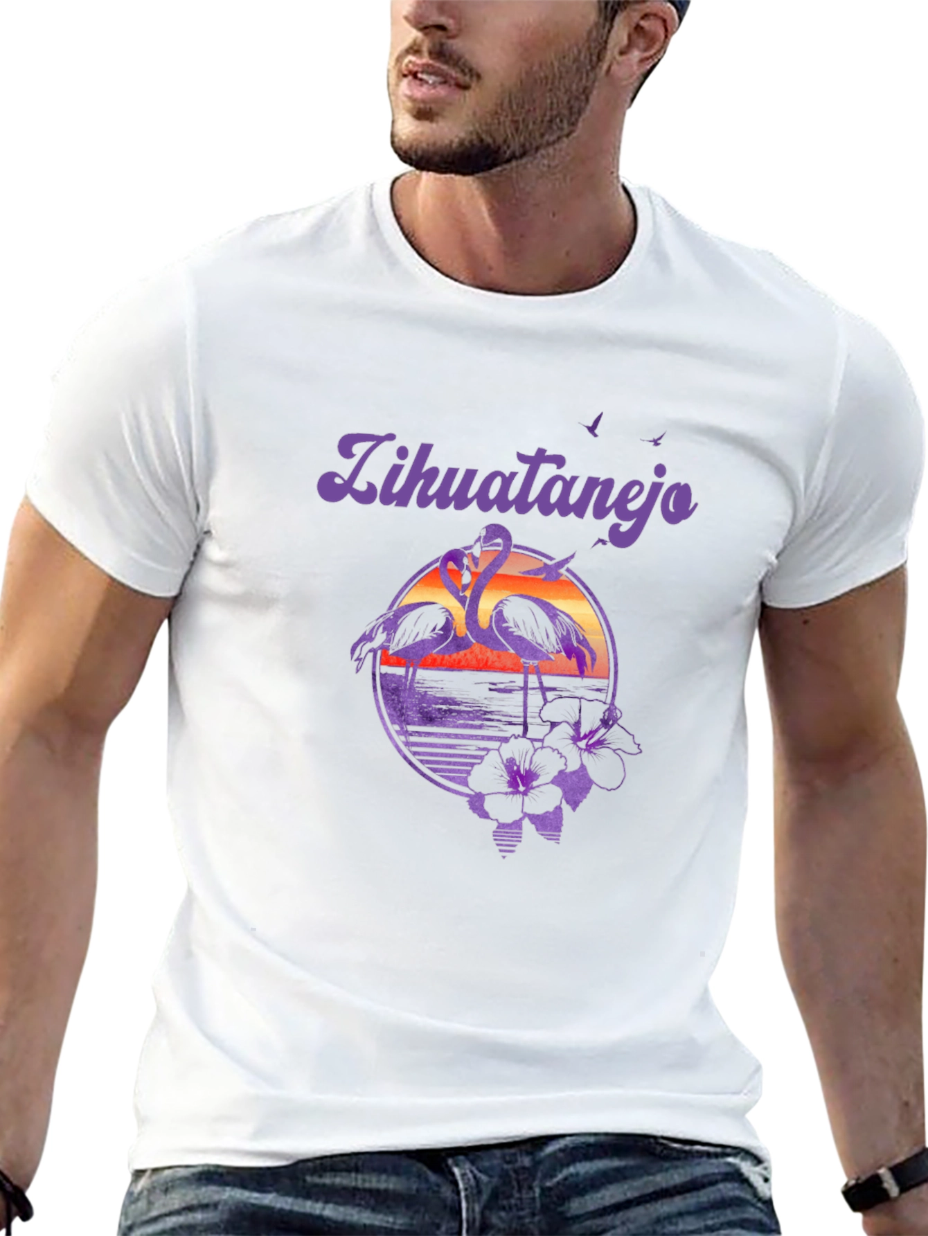 Zihuatanejo Flamingo Graphic T-Shirt