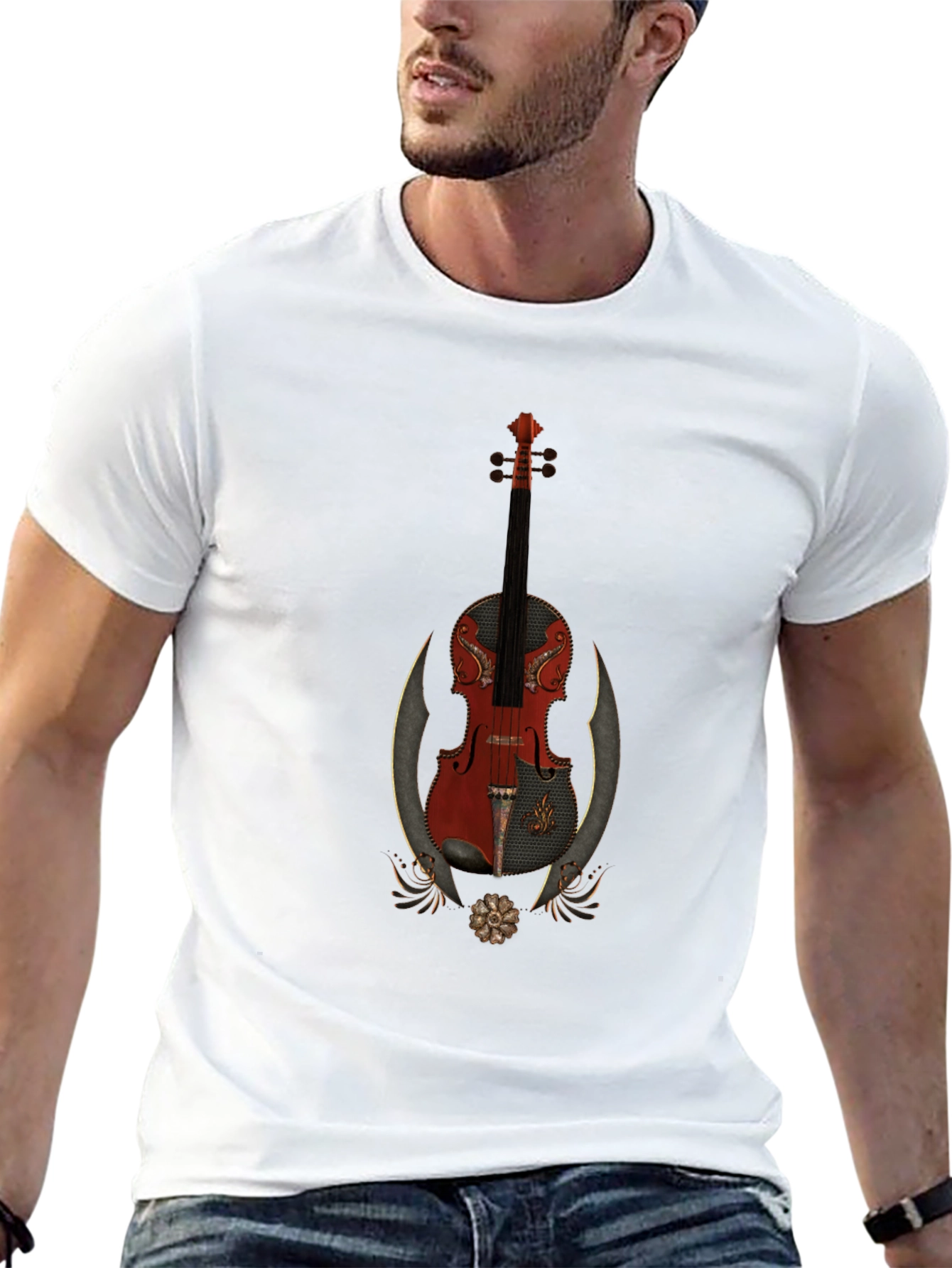 Violin Graphic Tee - Musical Instrument Shirt