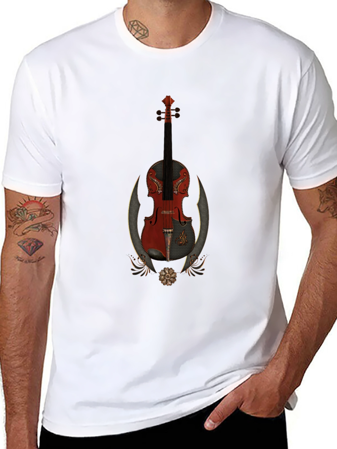 Violin Graphic Tee - Musical Instrument Shirt