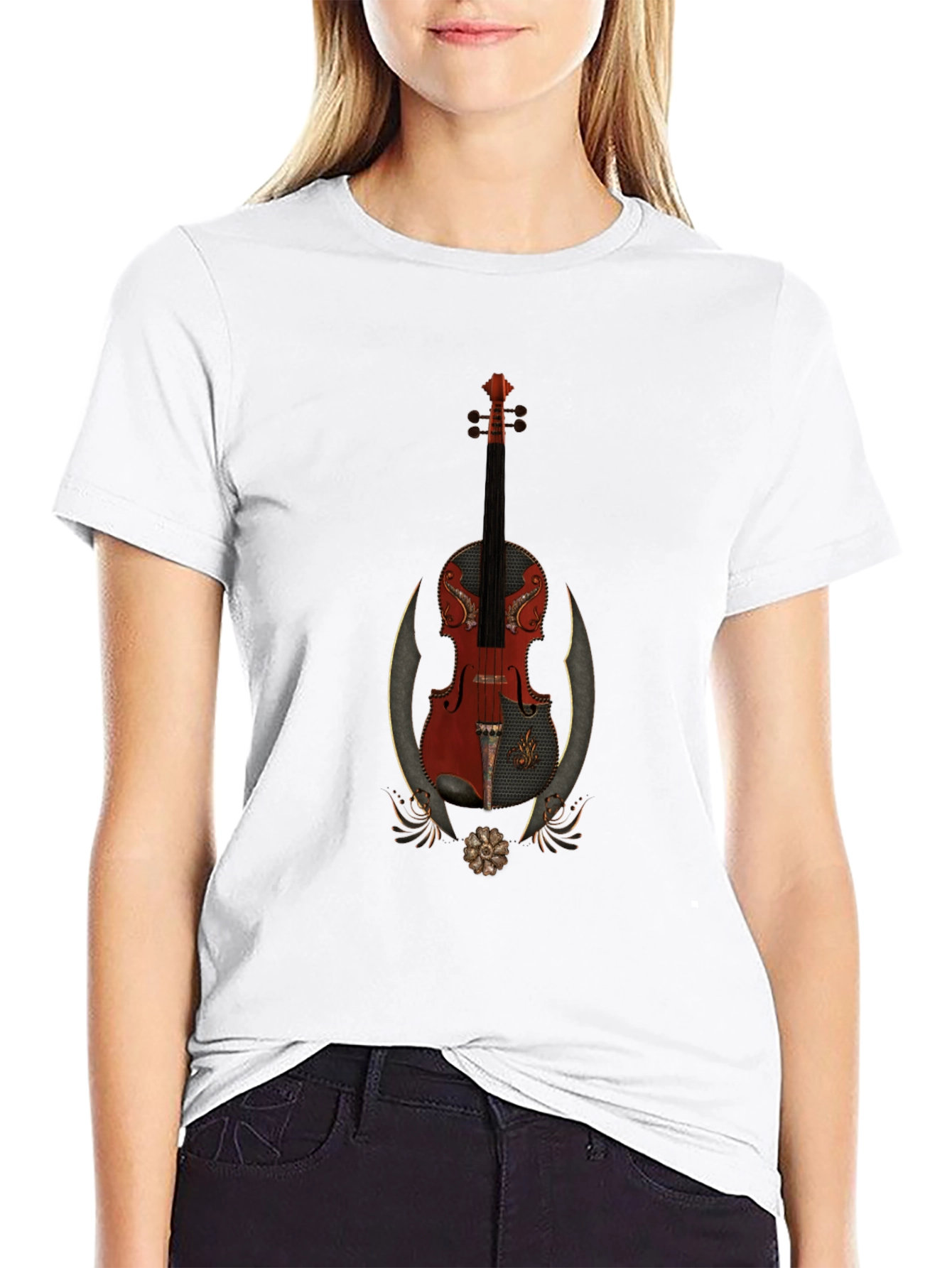 Violin Graphic Tee - Musical Instrument Shirt