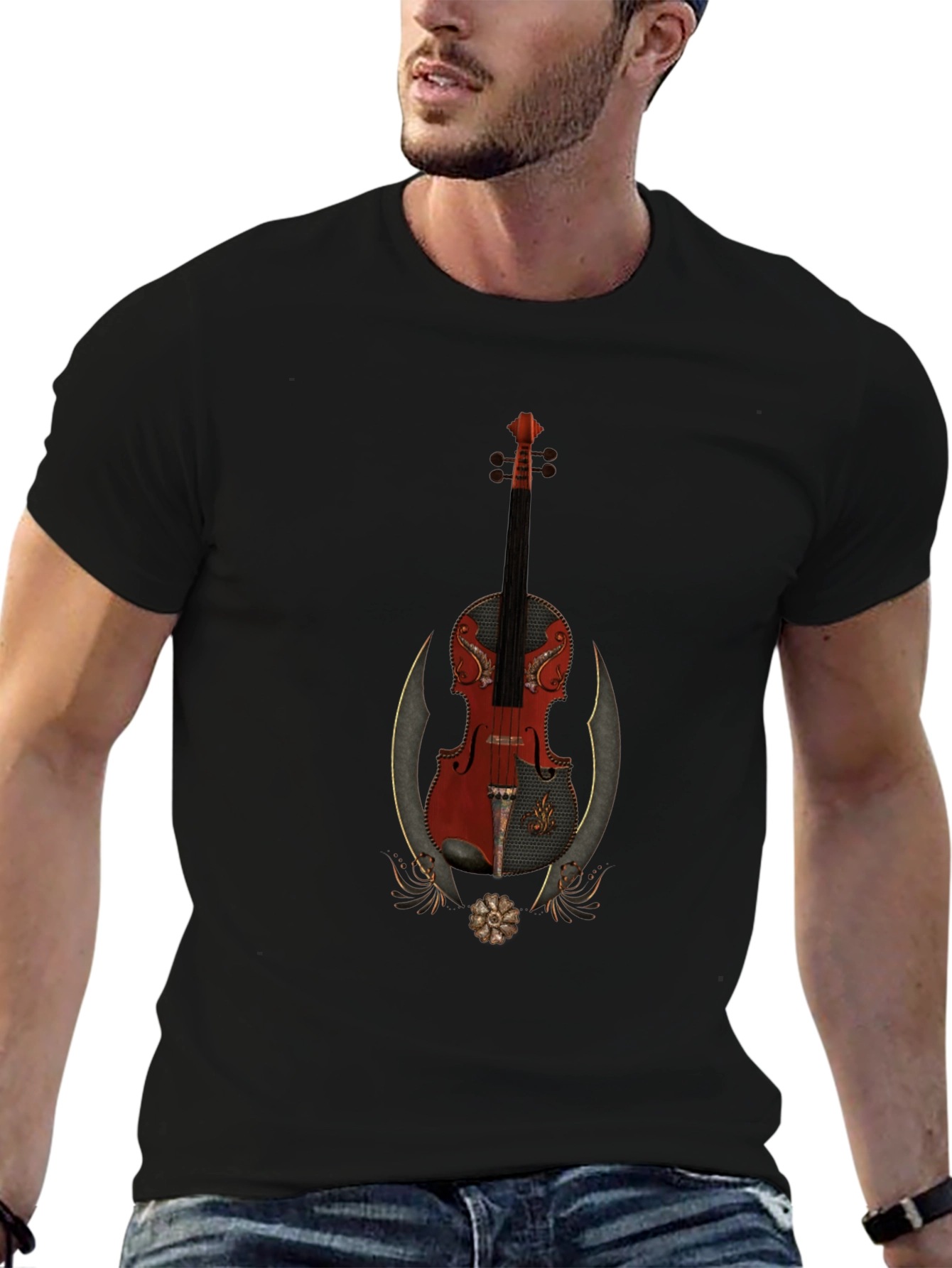 Violin Graphic Tee - Musical Instrument Shirt
