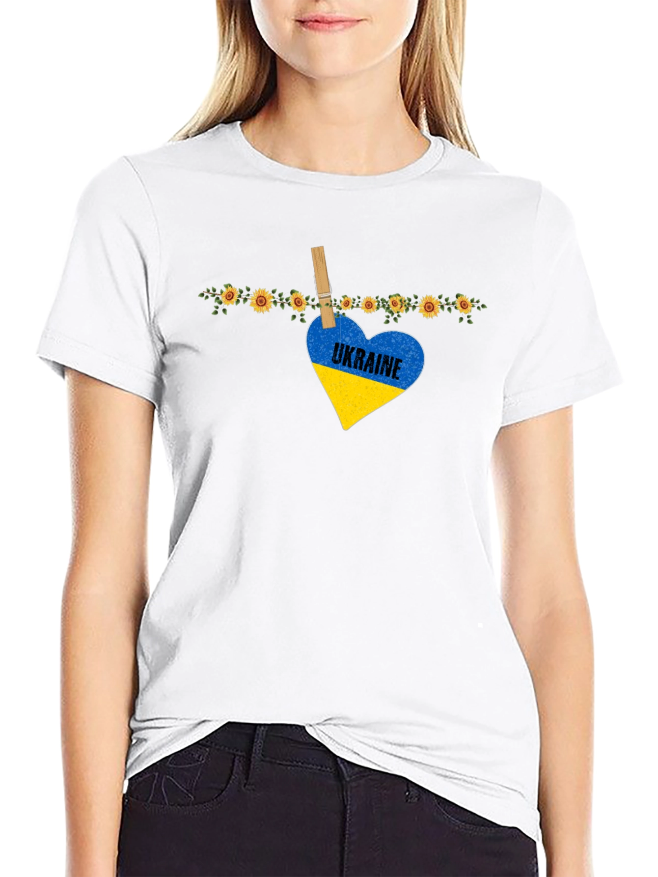 Ukraine Heart Sunflower Graphic T-Shirt