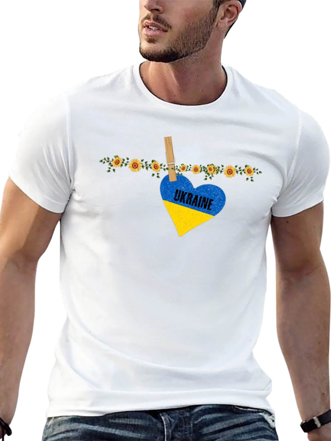 Ukraine Heart Sunflower Graphic T-Shirt