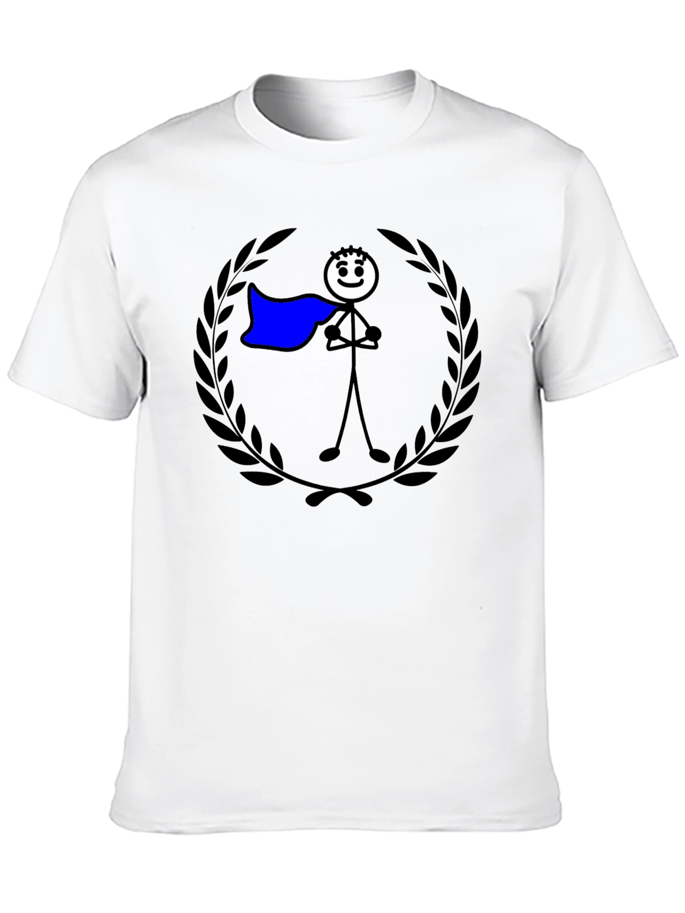 Superhero Stick Figure Graphic Tee - Black Cotton T-Shirt