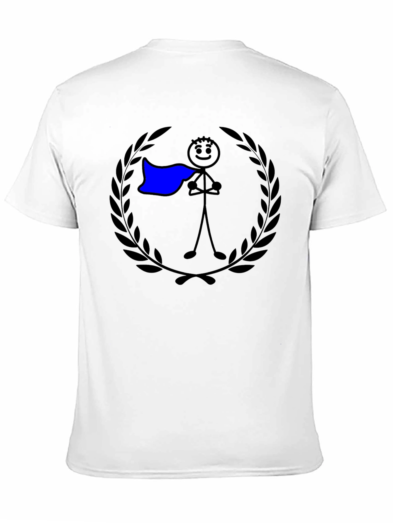 Superhero Stick Figure Graphic Tee - Black Cotton T-Shirt