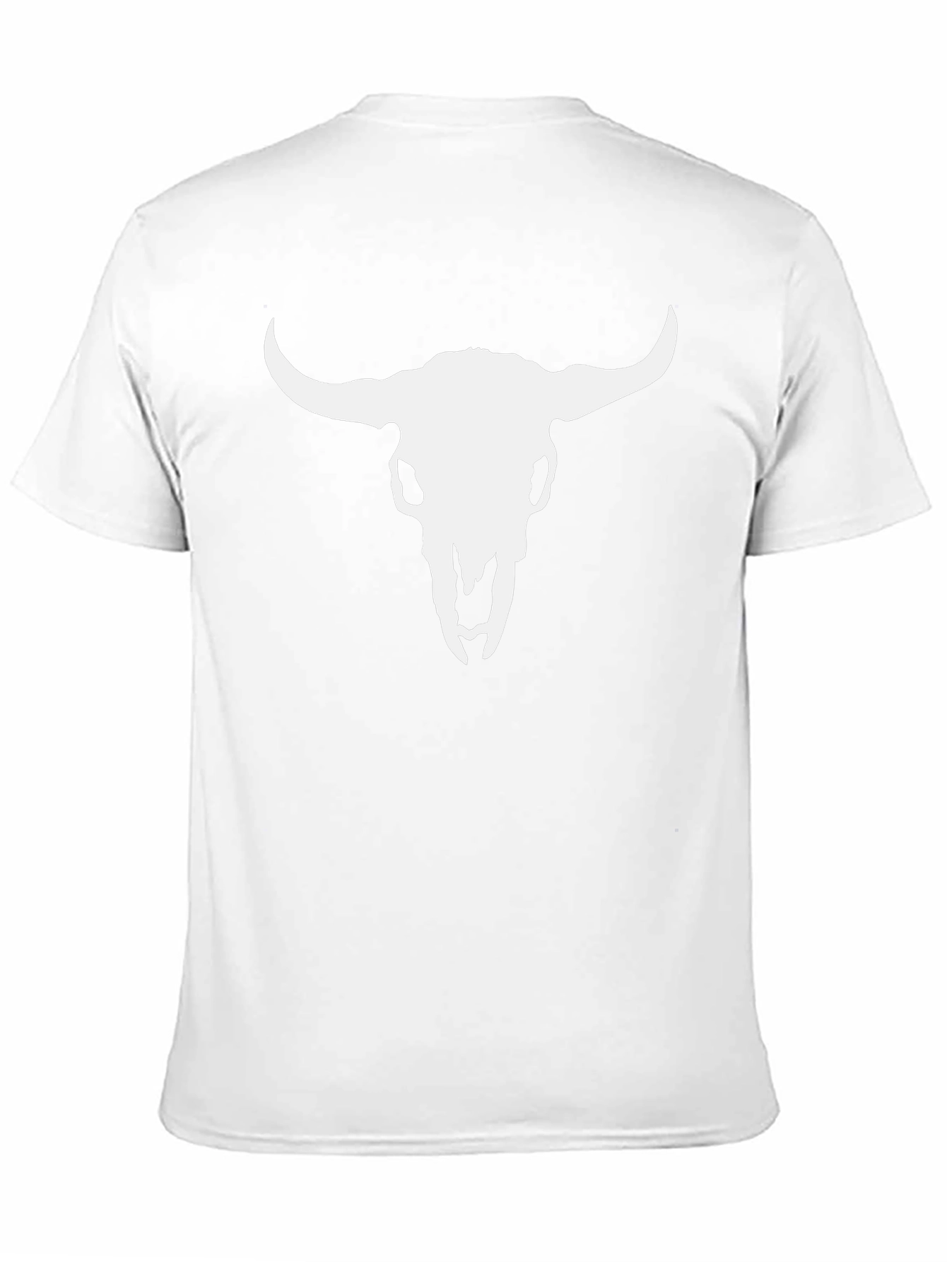 White Bull Skull Graphic Black T-Shirt