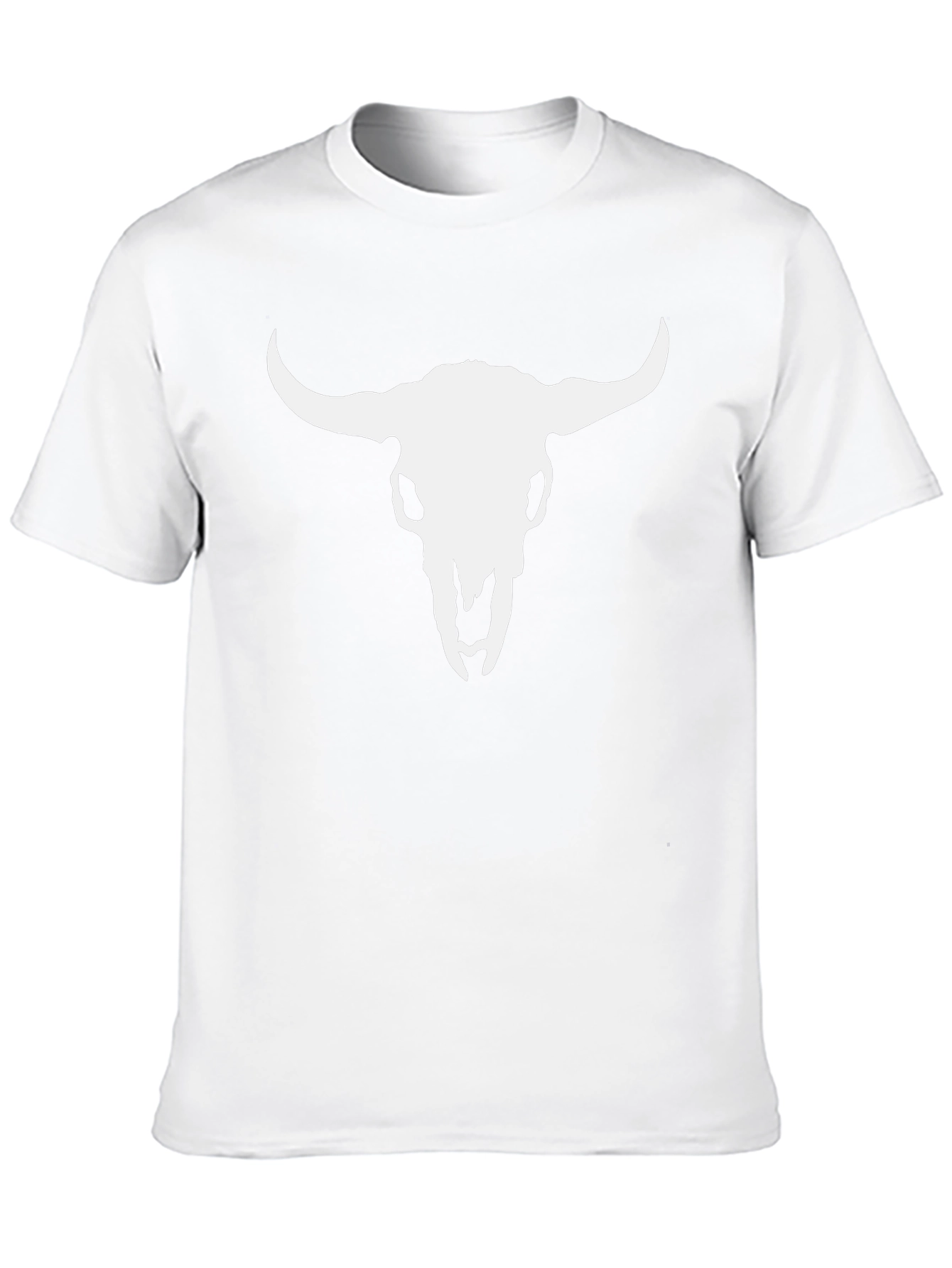 White Bull Skull Graphic Black T-Shirt