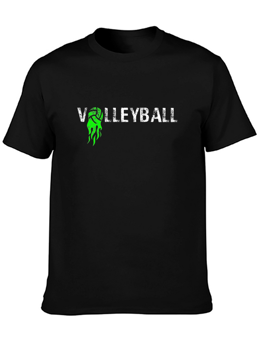 Volleyball Graphic Tee - Black Cotton T-Shirt