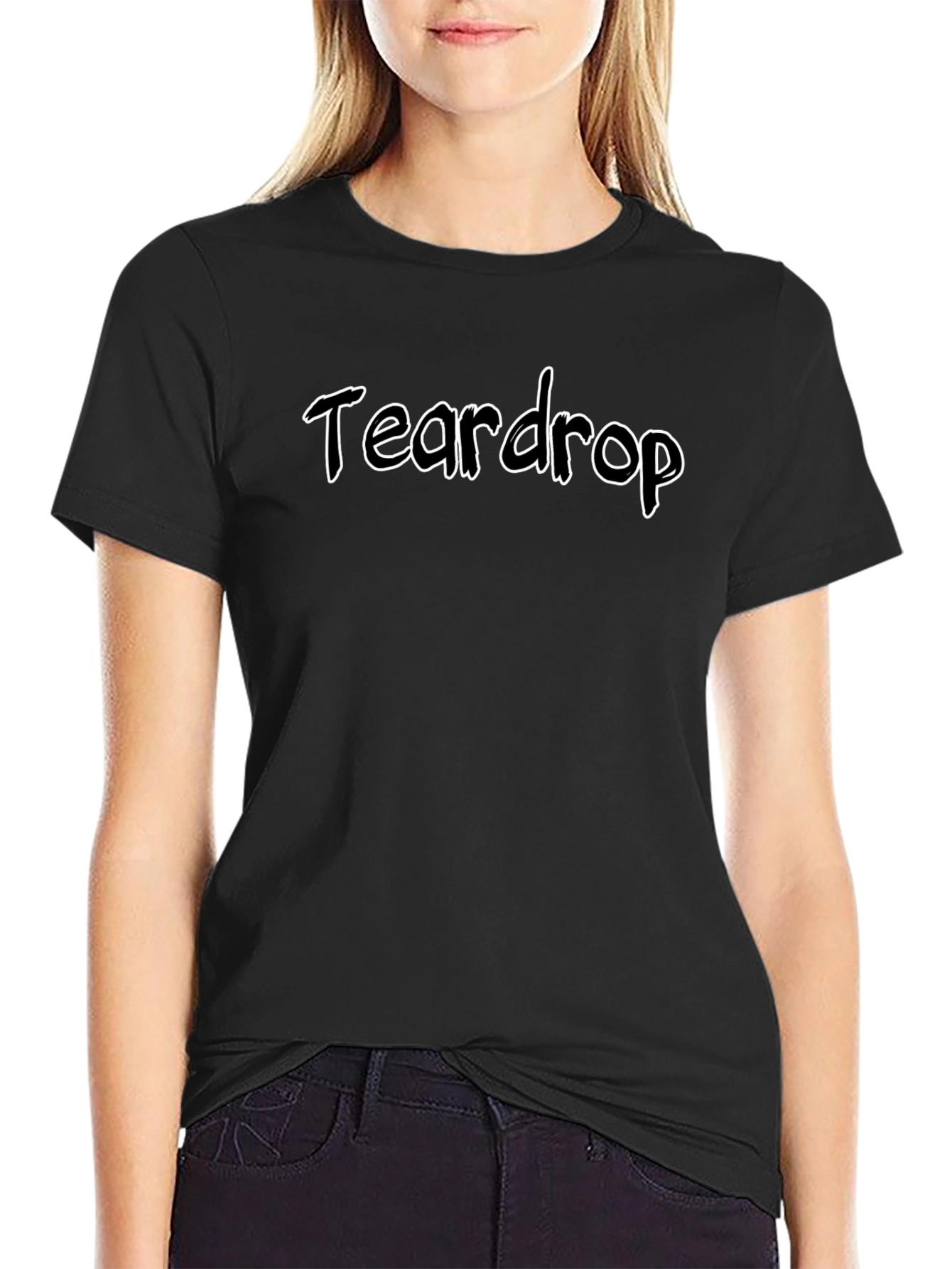 Teardrop Graphic Print Black T-Shirt