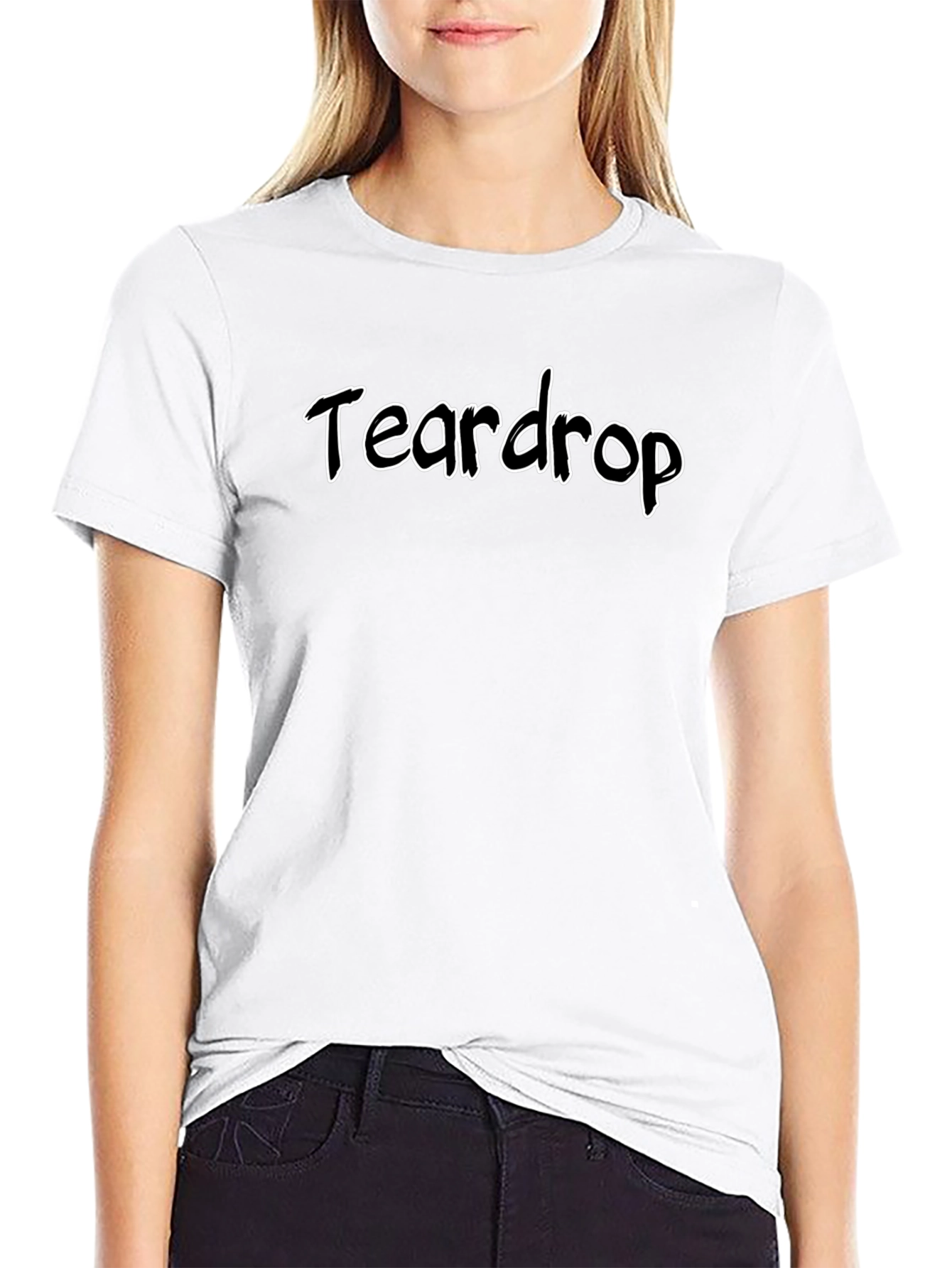 Teardrop Graphic Print Black T-Shirt