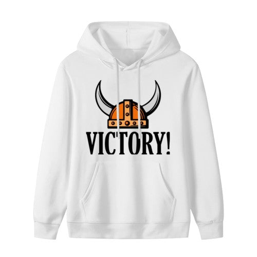 Viking Helmet "VICTORY!" Graphic Hoodie - Unisex Casual Pullover (Black & White Options)