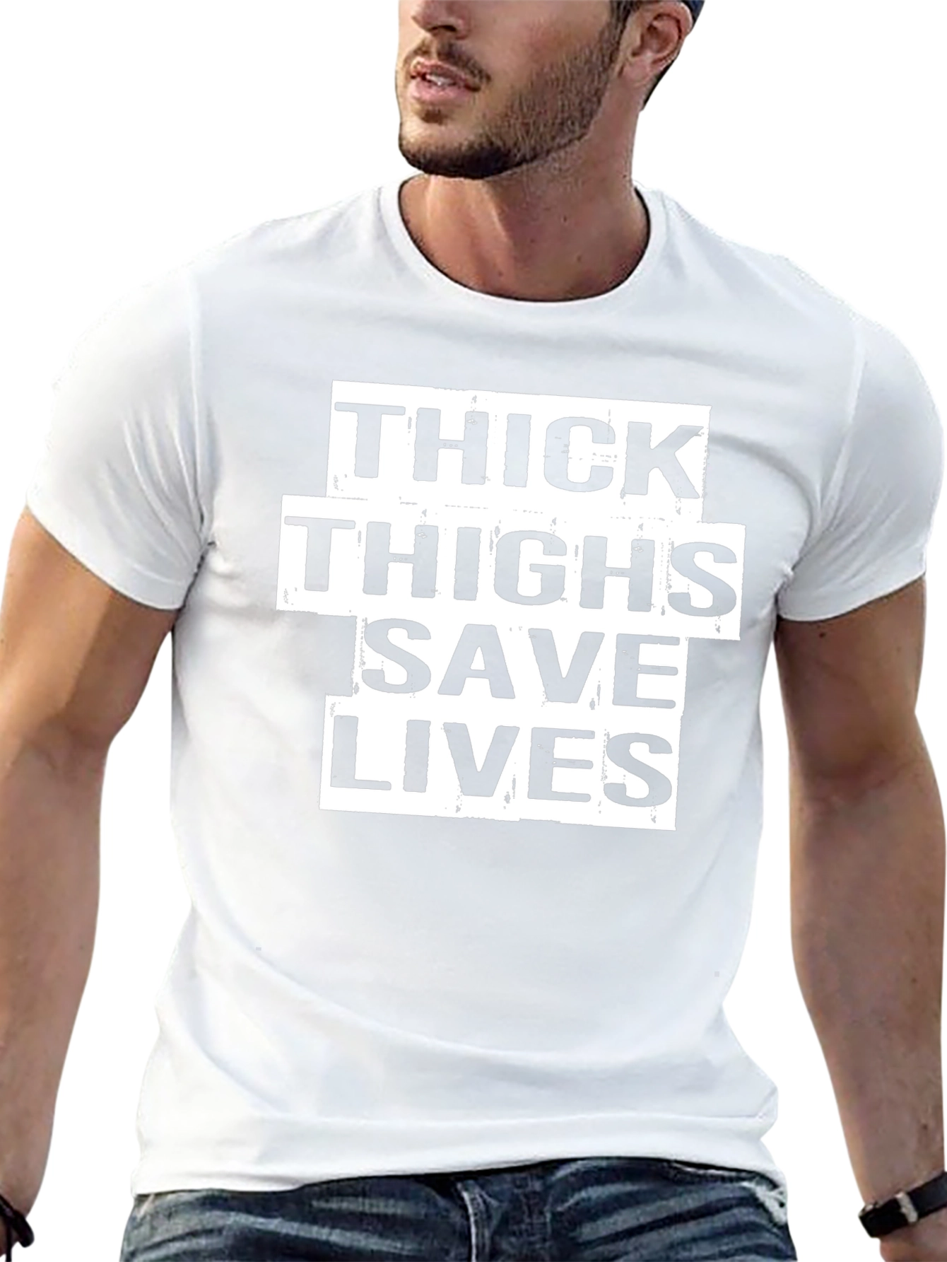 Thick Thighs Save Lives Funny T-Shirt - Black