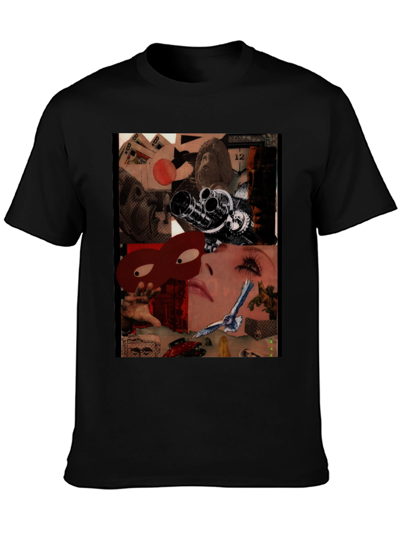 Surrealist Collage Print Black T-Shirt