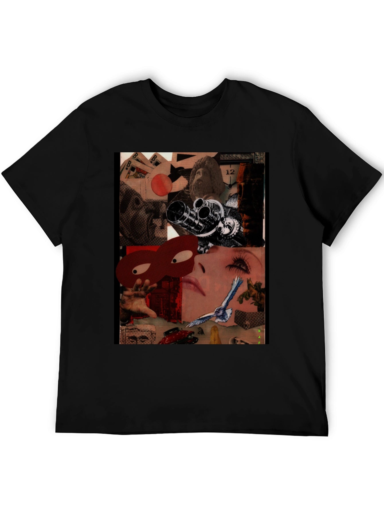 Surrealist Collage Print Black T-Shirt