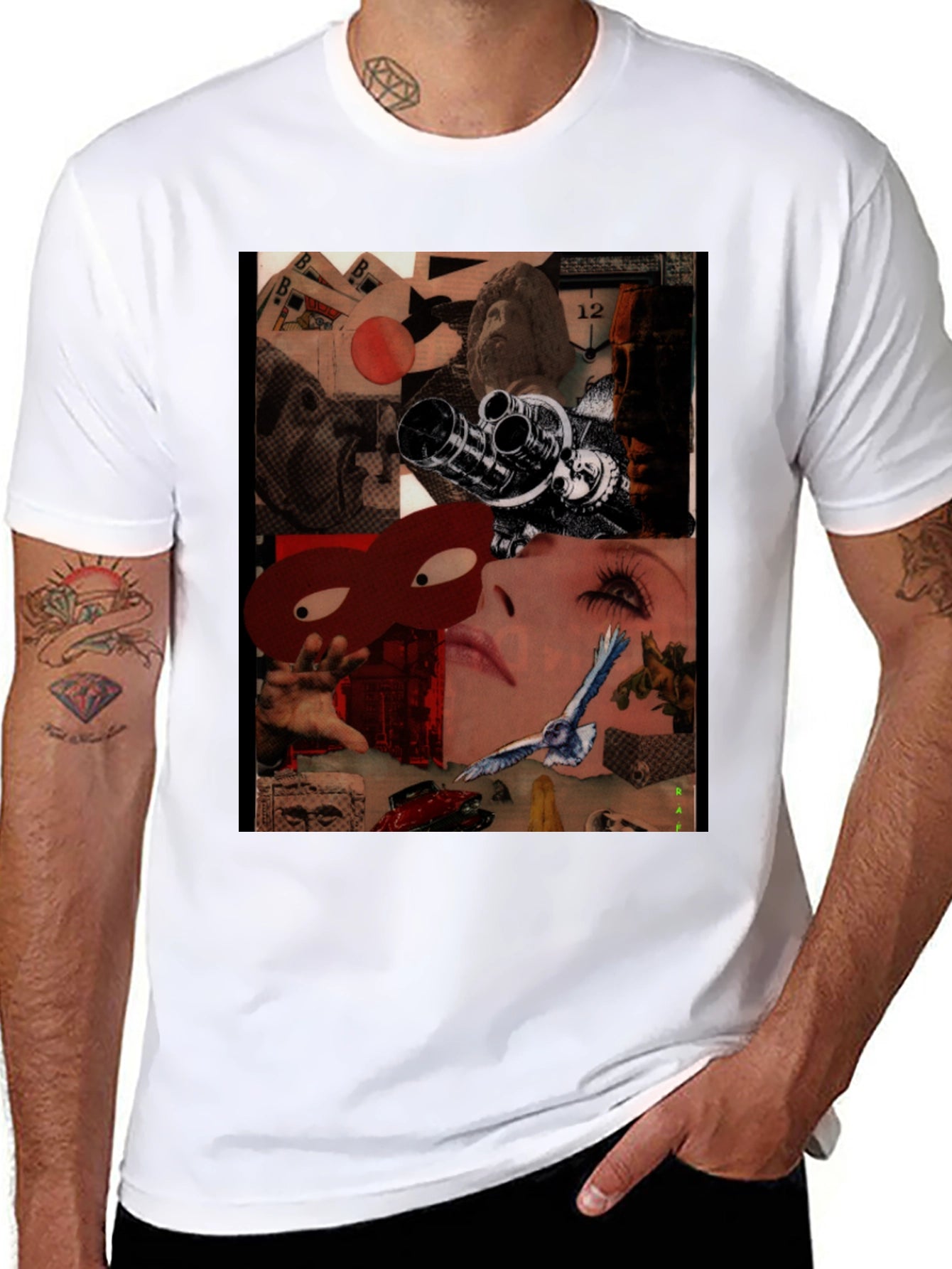 Surrealist Collage Print Black T-Shirt