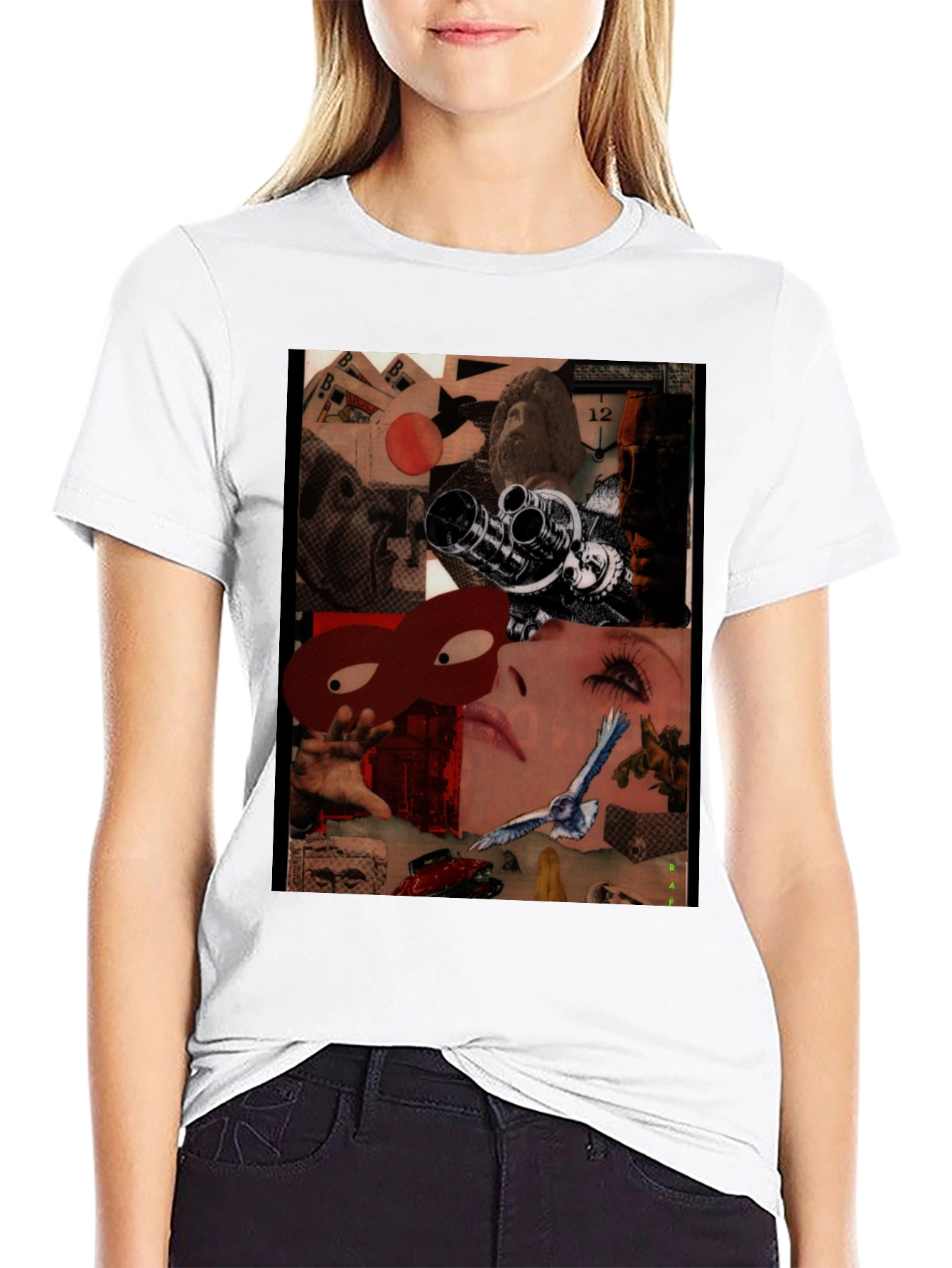 Surrealist Collage Print Black T-Shirt