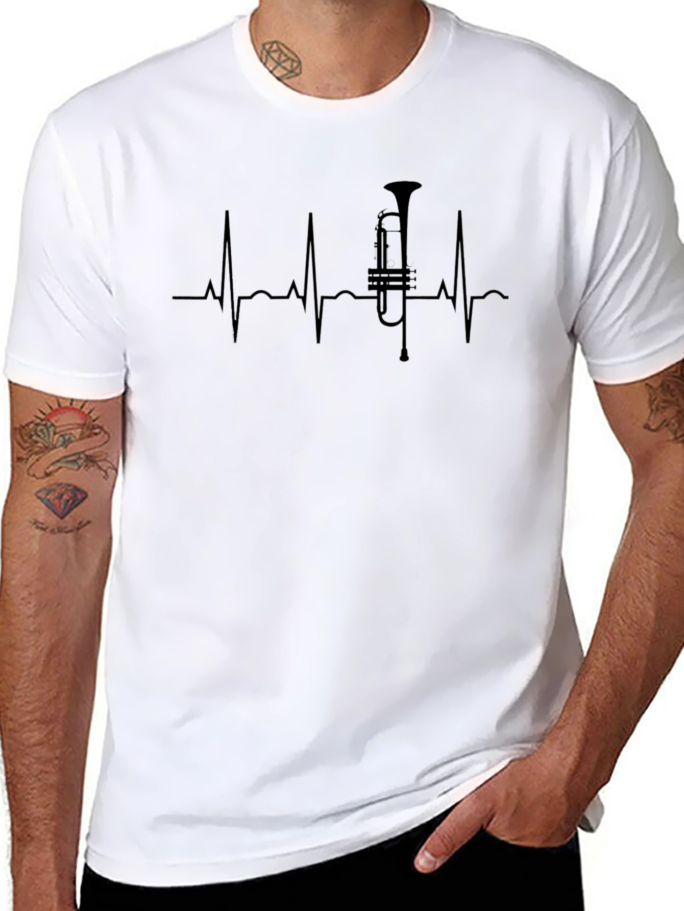 Trumpet Heartbeat T-Shirt - Music Lover Tee