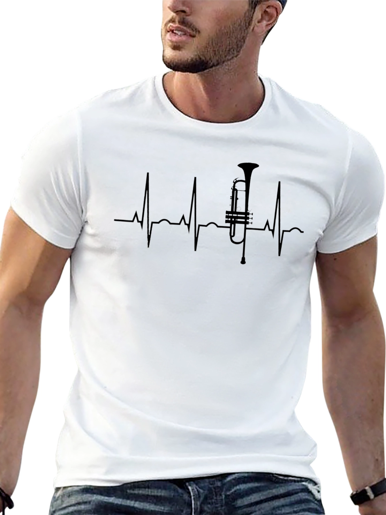 Trumpet Heartbeat T-Shirt - Music Lover Tee