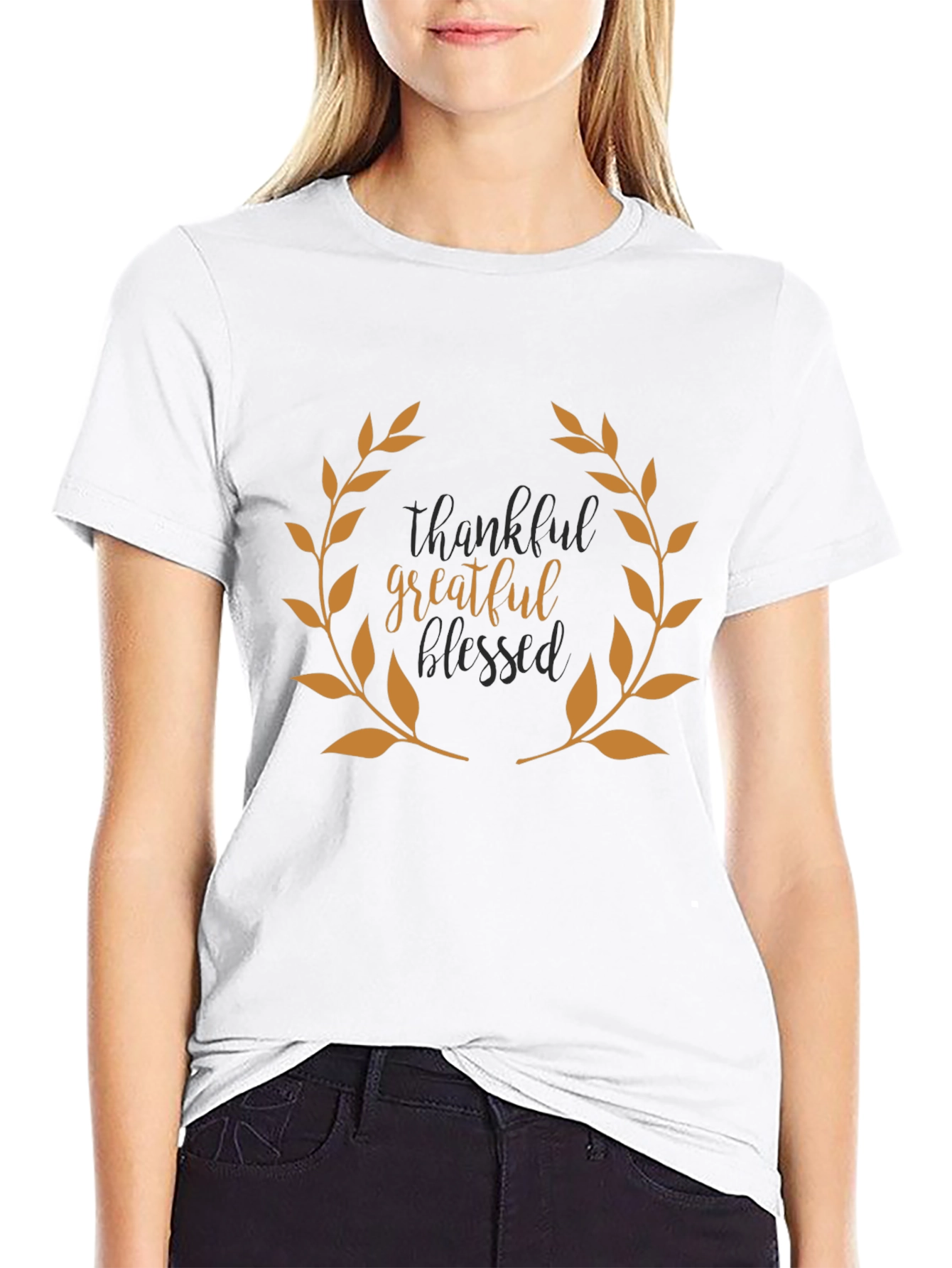 Thankful Grateful Blessed Black T-Shirt