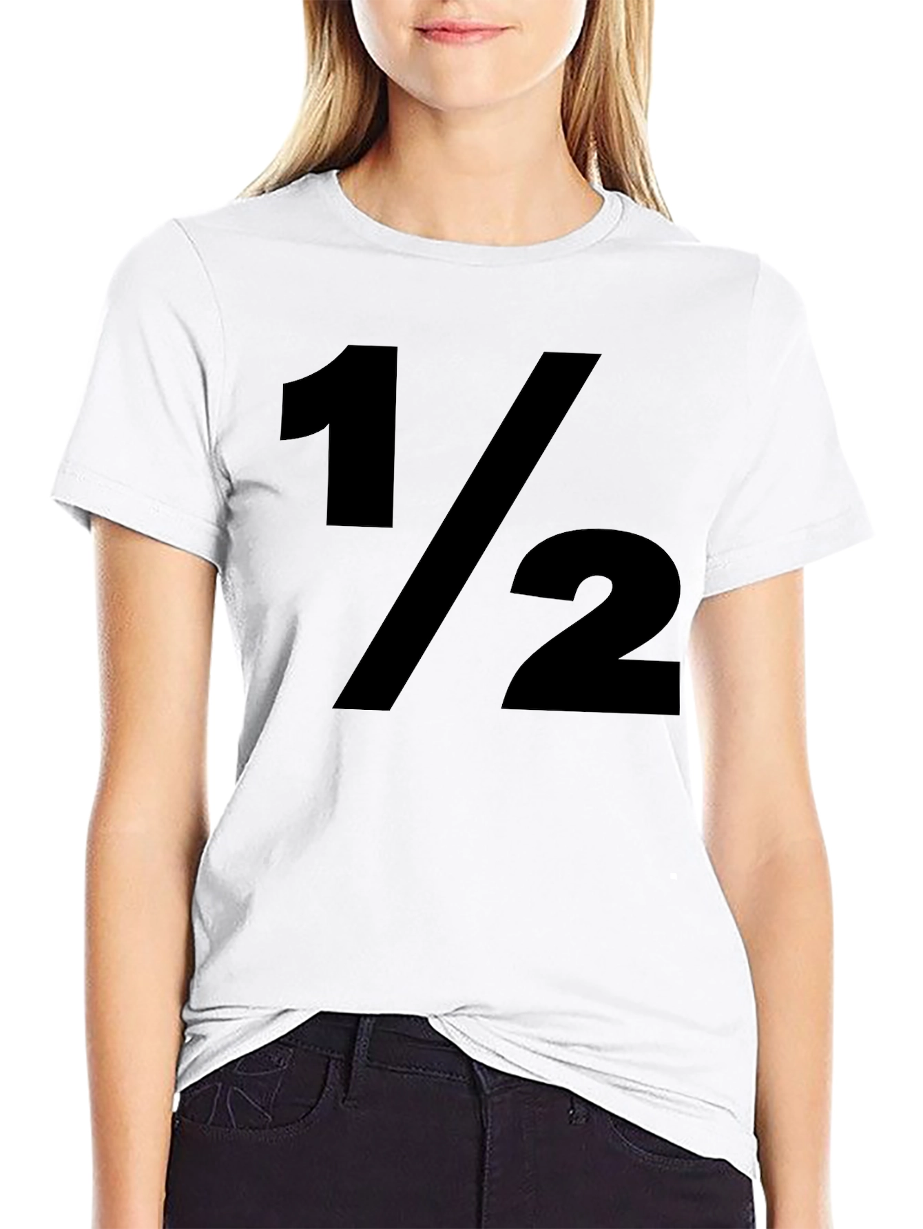 1/2 Fraction Graphic Print Black T-Shirt