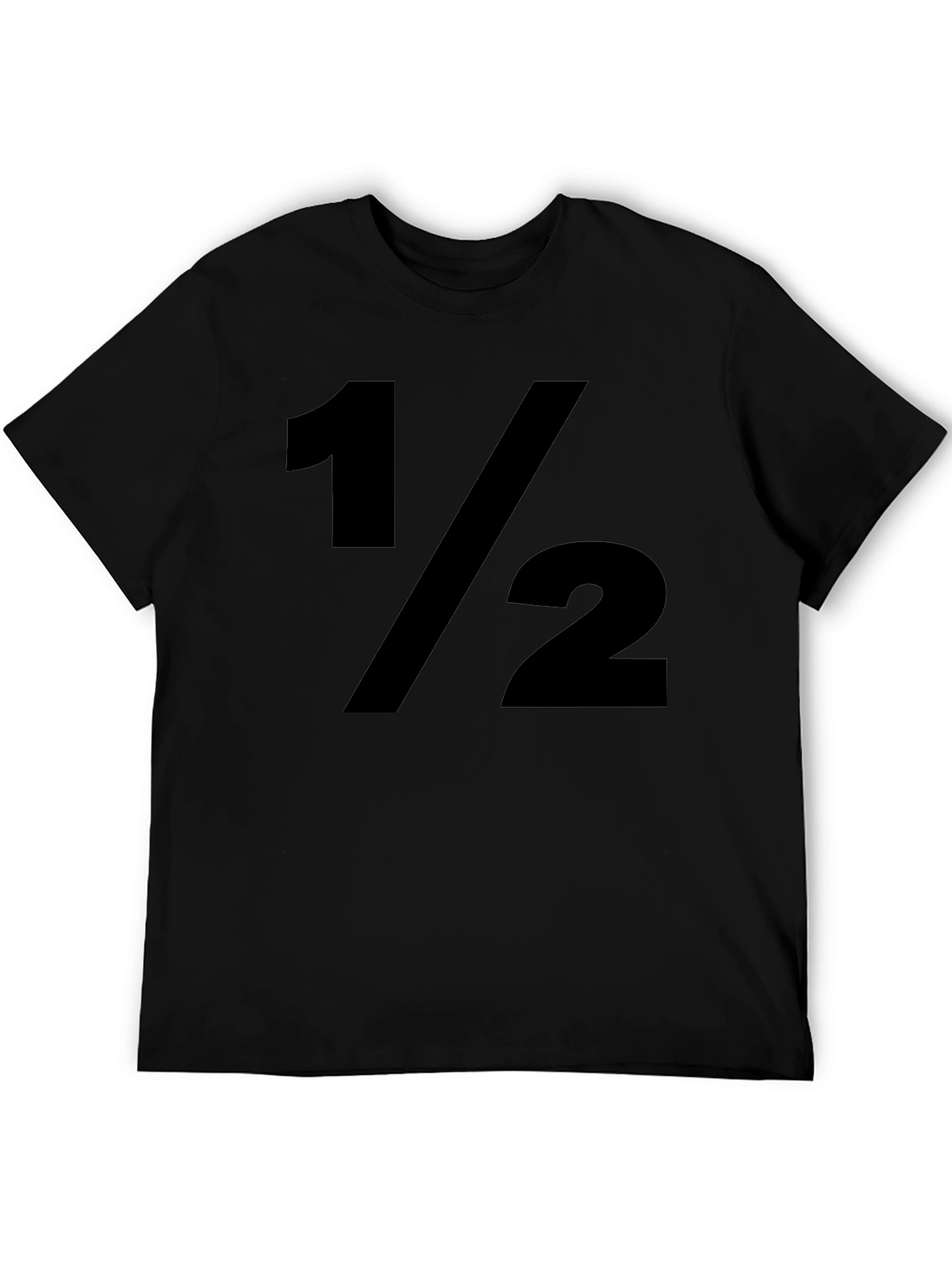 1/2 Fraction Graphic Print Black T-Shirt