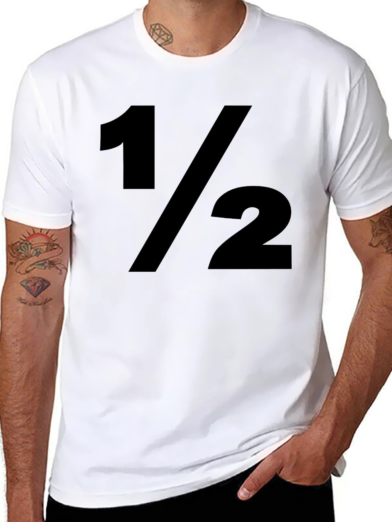 1/2 Fraction Graphic Print Black T-Shirt