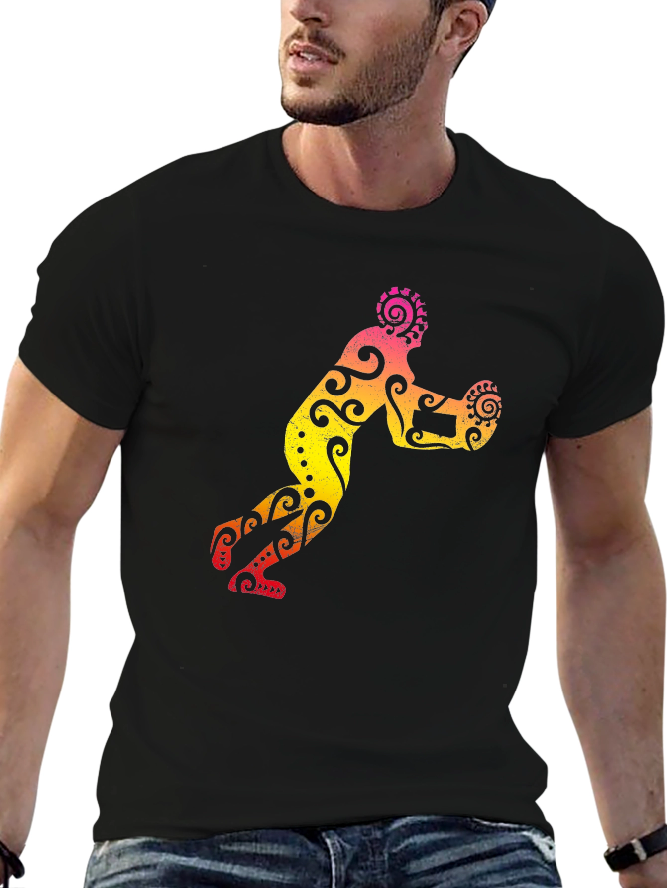 Tribal Art Rugby Player Graphic Tee