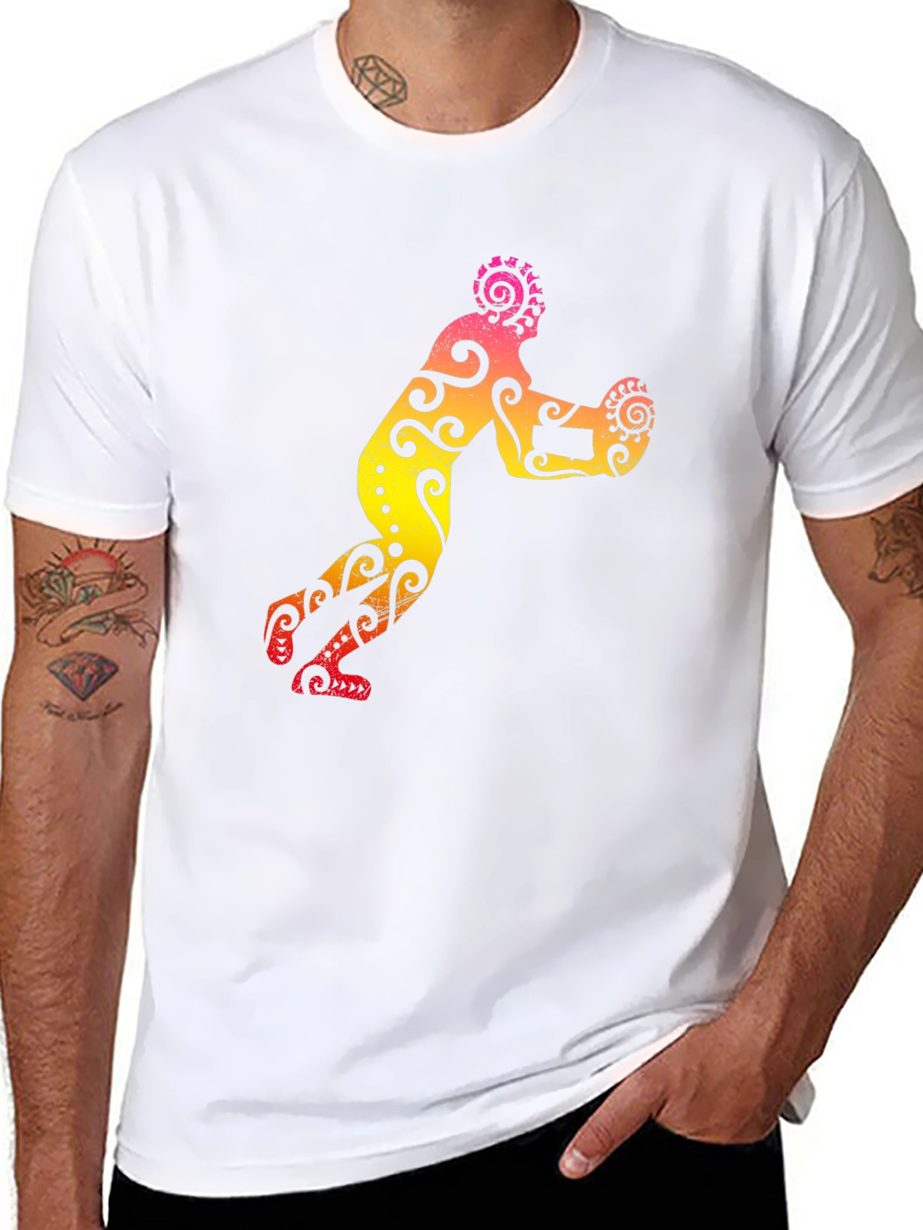 Tribal Art Rugby Player Graphic Tee