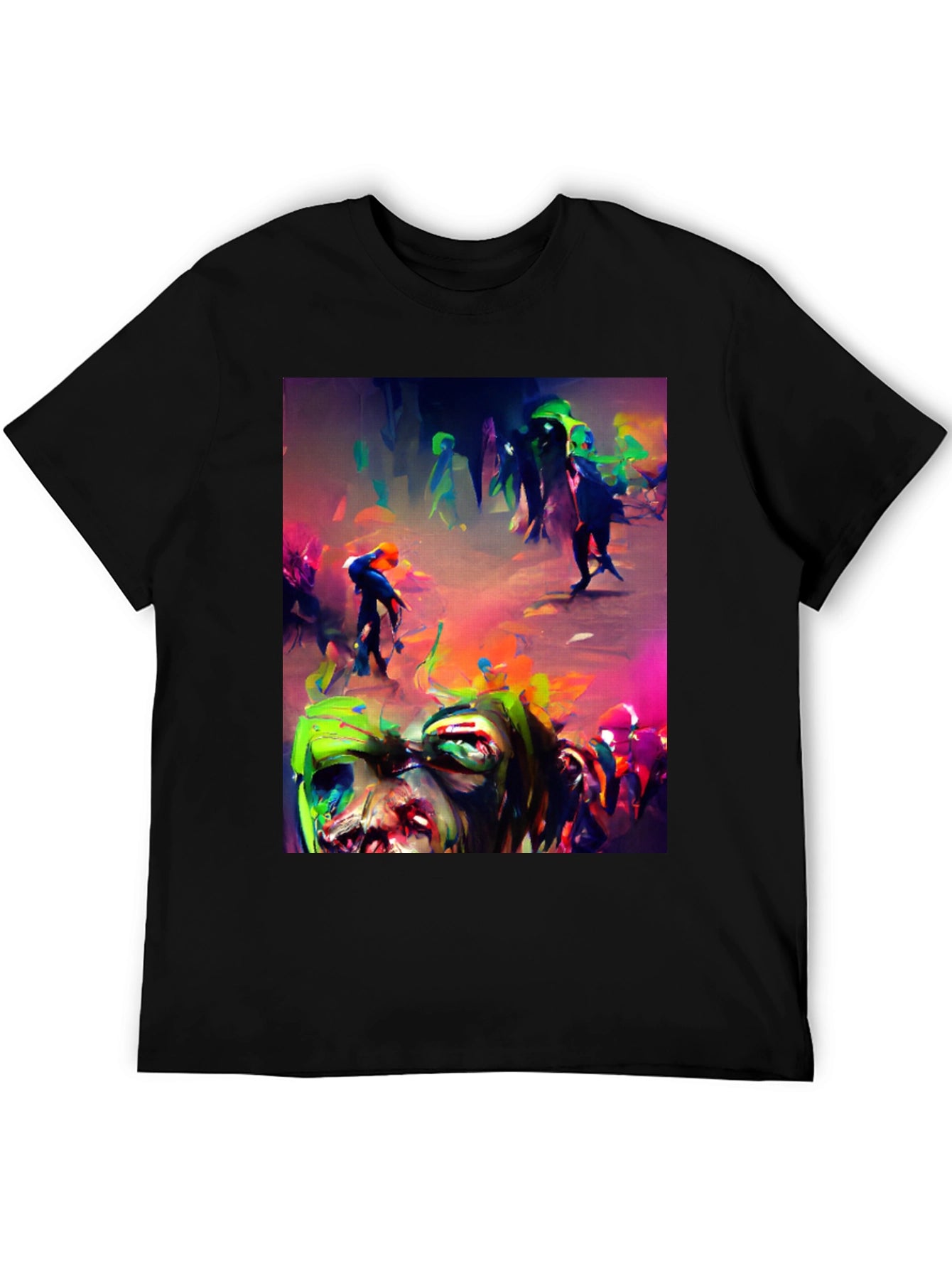Zombie Art Graphic Print Black Tee
