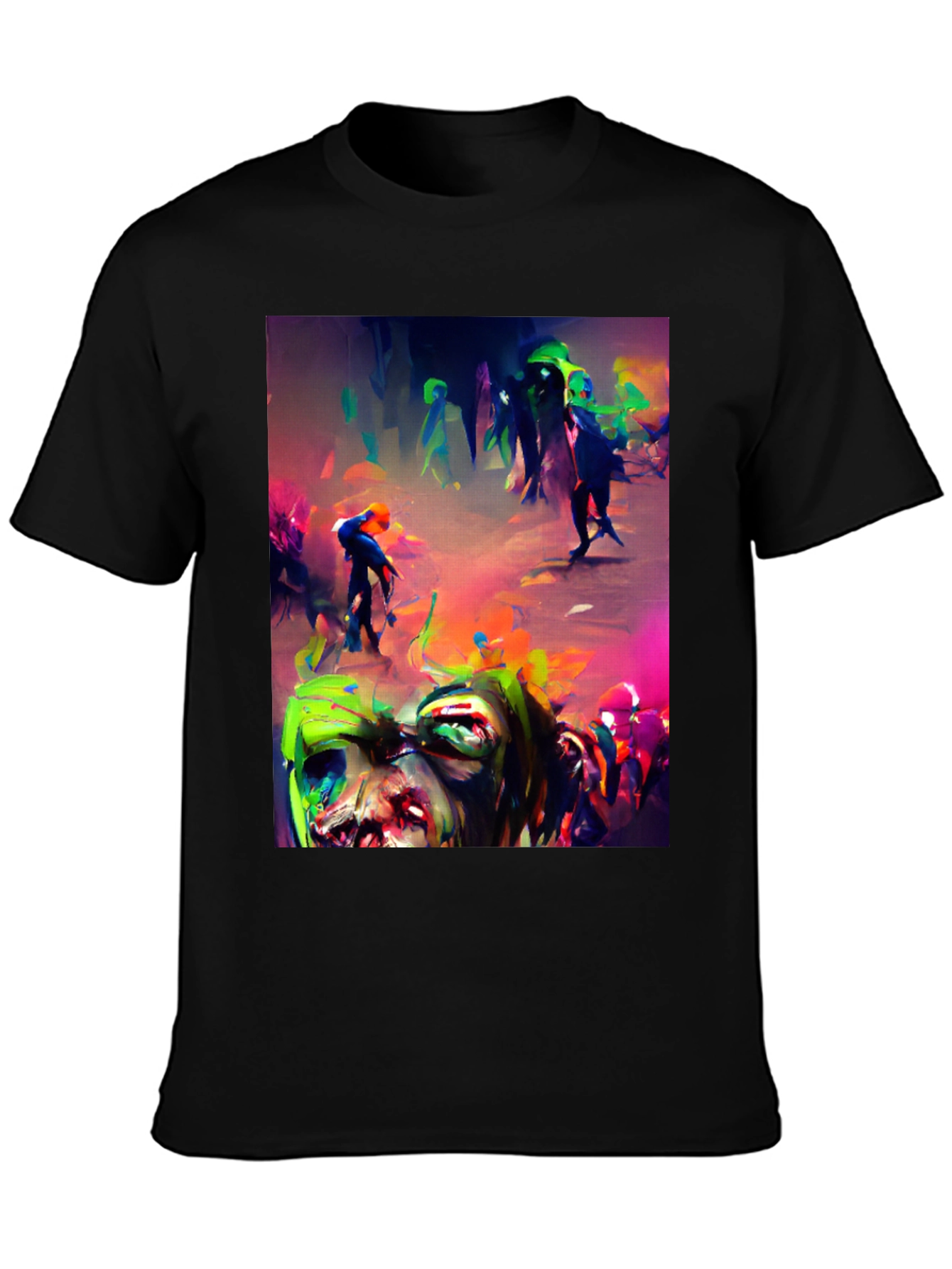 Zombie Art Graphic Print Black Tee