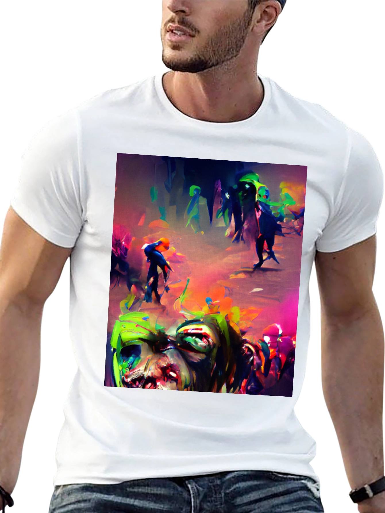 Zombie Art Graphic Print Black Tee
