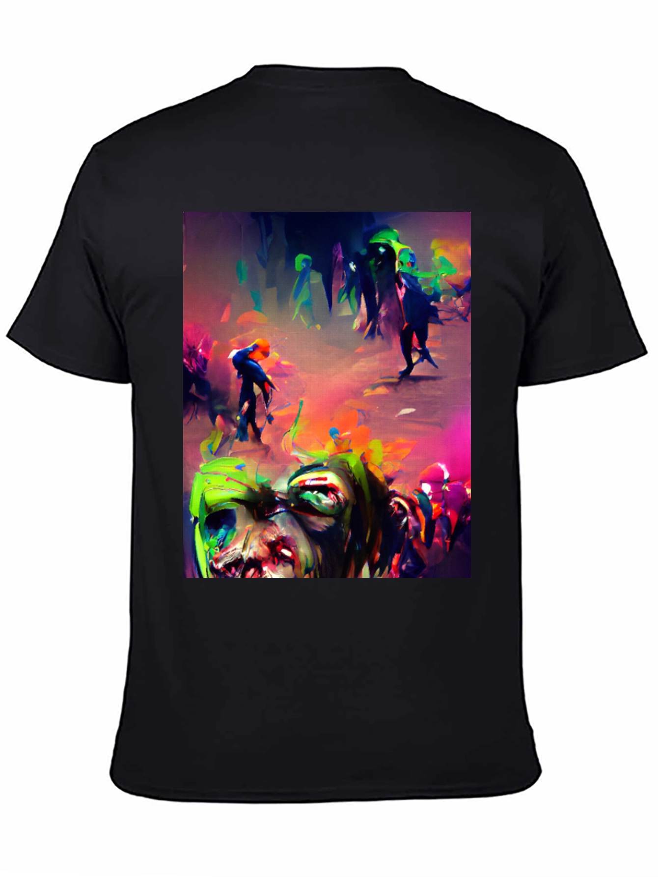 Zombie Art Graphic Print Black Tee