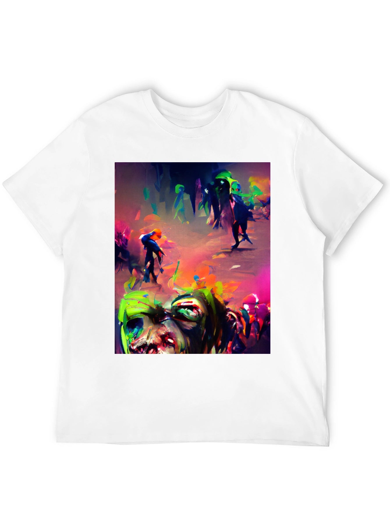 Zombie Art Graphic Print Black Tee